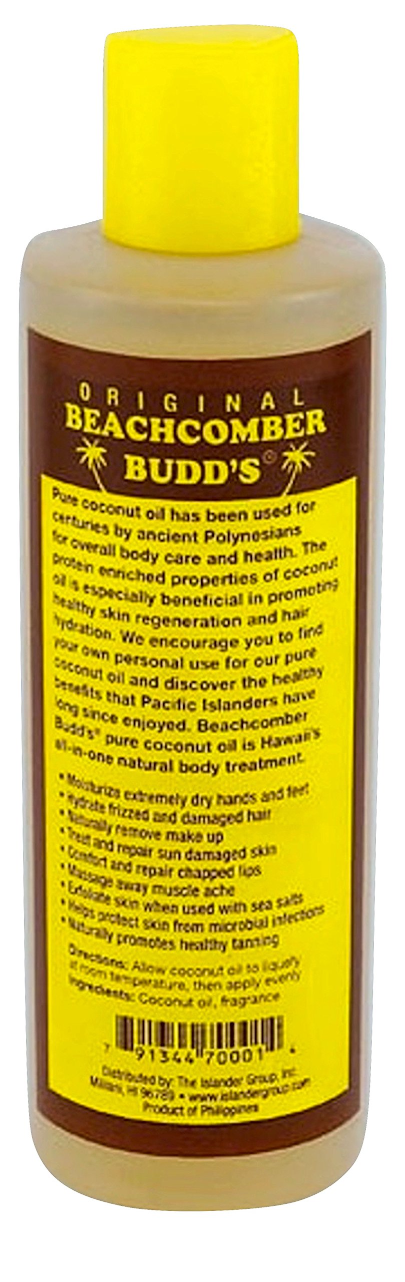 Pure Hawaiian Coconut Oil for Hair & Skin - 8oz Organic Scented Coconut Oil by Beachcomber Budd's - Natural Moisturizer for Dry Skin, Hair Care, Massage & Aromatherapy
