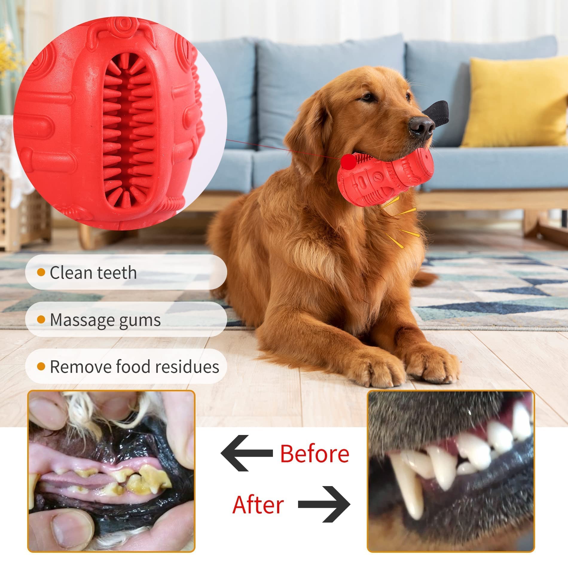 **Indestructible Dog Puzzle Toys for Aggressive Chewers – Durable Rubber Chew Toys for Large & Medium Dogs – Interactive Treat Dispensing & Squeaky Enrichment Toys – Perfect for Boredom Relief & Mental Stimulation**