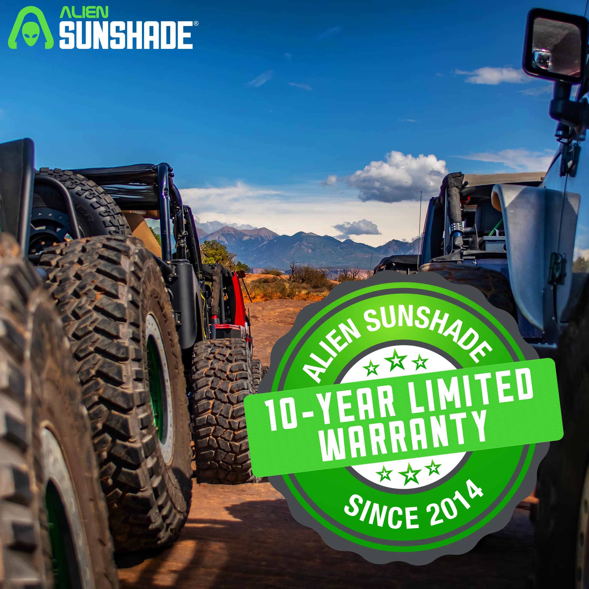 Alien Sunshade Jeep Wrangler TJ (1996-2006) & YJ (1987-1995) Full Length Mesh Sun Shade Top Cover - UV Wind Noise Protection - Black Bikini Top Accessory for 2 Door Wrangler - Perfect for Off-Roading, Beach Trips & Summer Adventures
