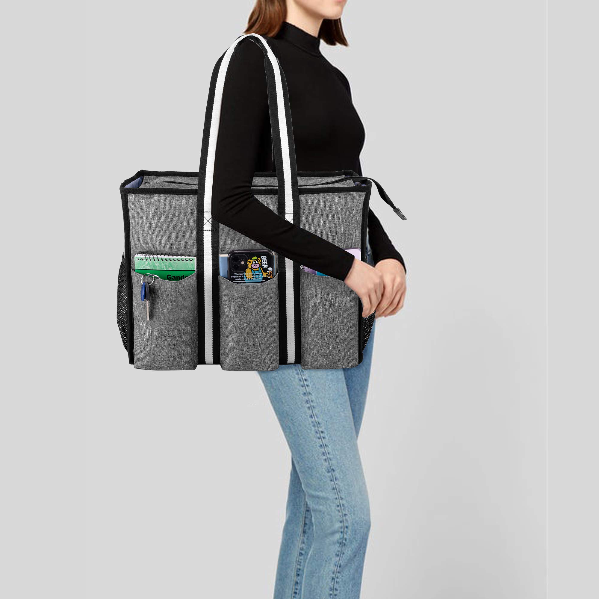 Trunab Large Utility Tote Bag for Women - Durable Work Bag with 15.6