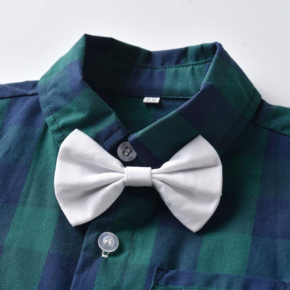 Stylish 2-Piece Summer Outfit for Toddler Boys - Cotton Striped Shirt with Bow Tie & Shorts Suit | Perfect for Weddings, Parties & Special Occasions