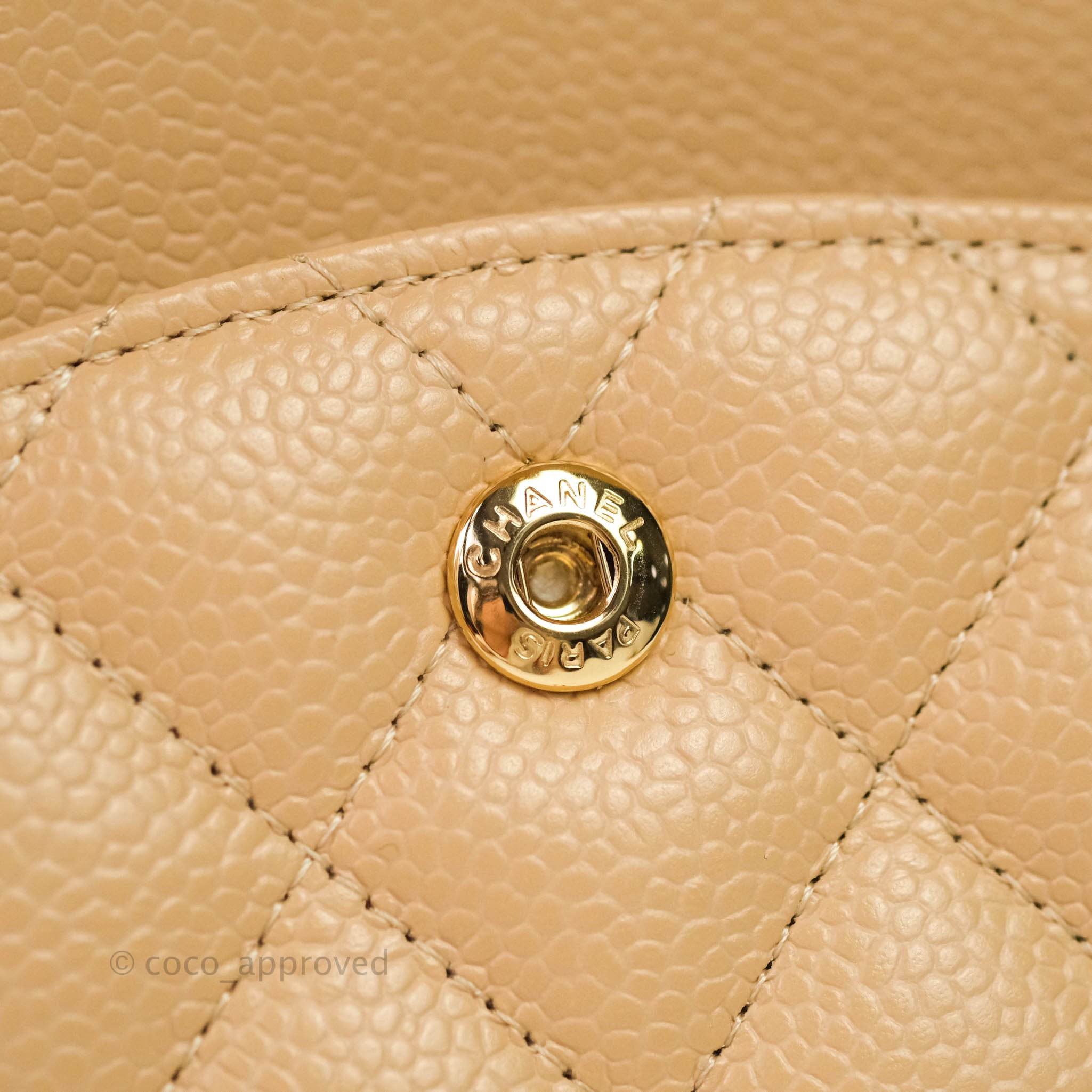 Chanel Classic Medium Double Flap Bag in Beige Caviar Leather with Gold Hardware - Luxury Handbag for Women, Perfect for Work, Evening Events & Special Occasions