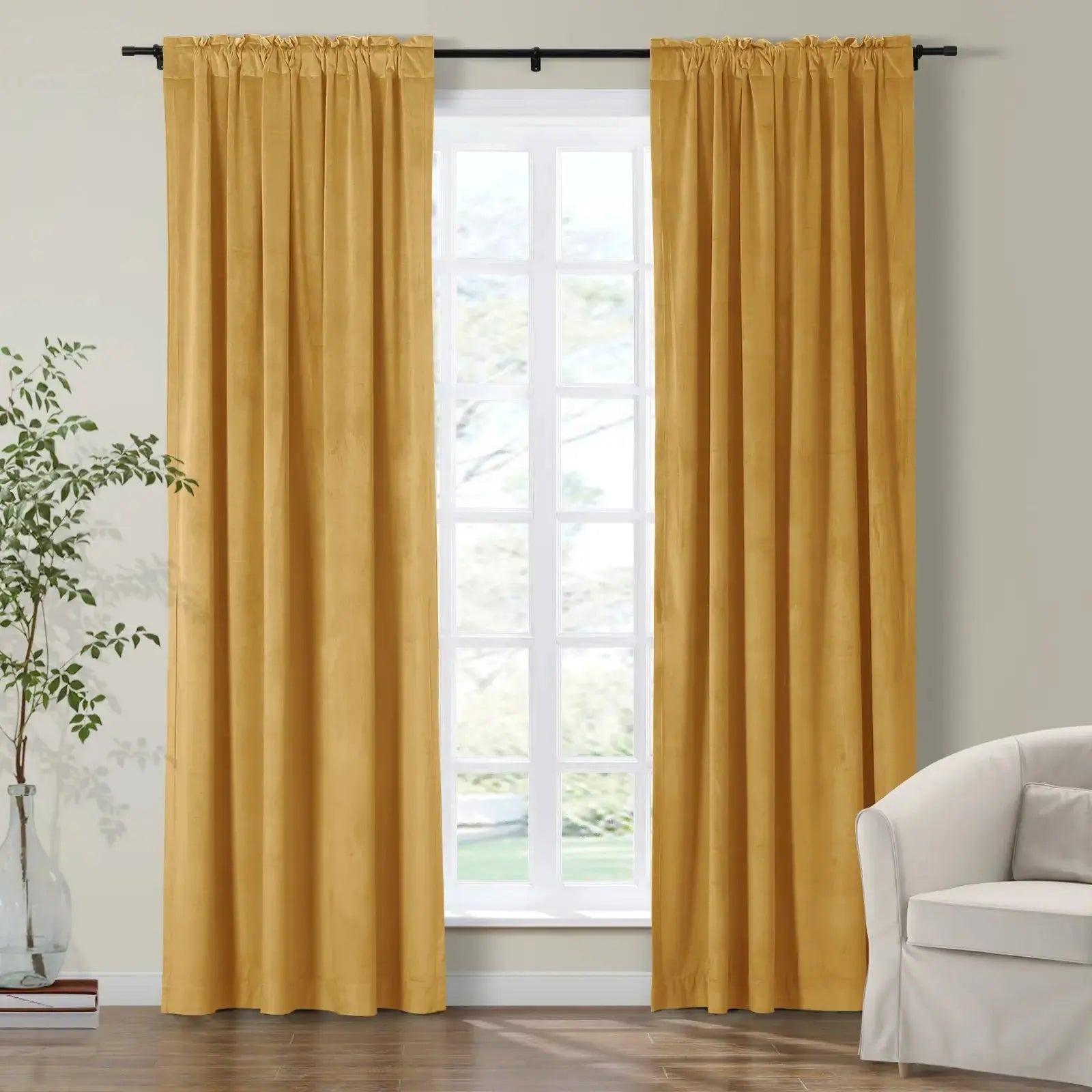 Luxury Birkin Velvet Curtains - Soft Blackout Drapes for Living Room & Bedroom - Premium Soundproof Thermal Insulated Window Treatments for Home Decor