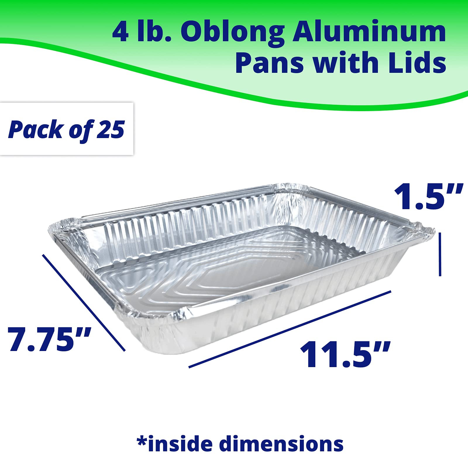 IDL Packaging 4 lb. Oblong Aluminum Foil Pans with Lids - 13