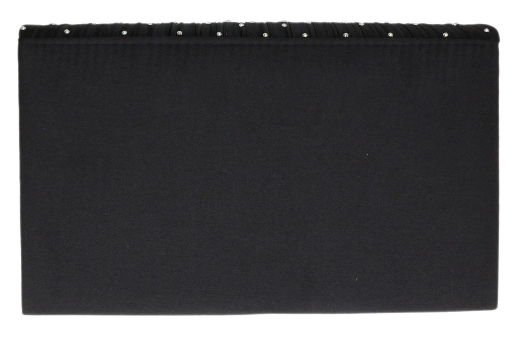 Elegant Pleated Satin Clutch Bag with Diamante Shoulder Chain - Women's Formal Evening Handbag for Prom, Wedding, Party & Special Occasions