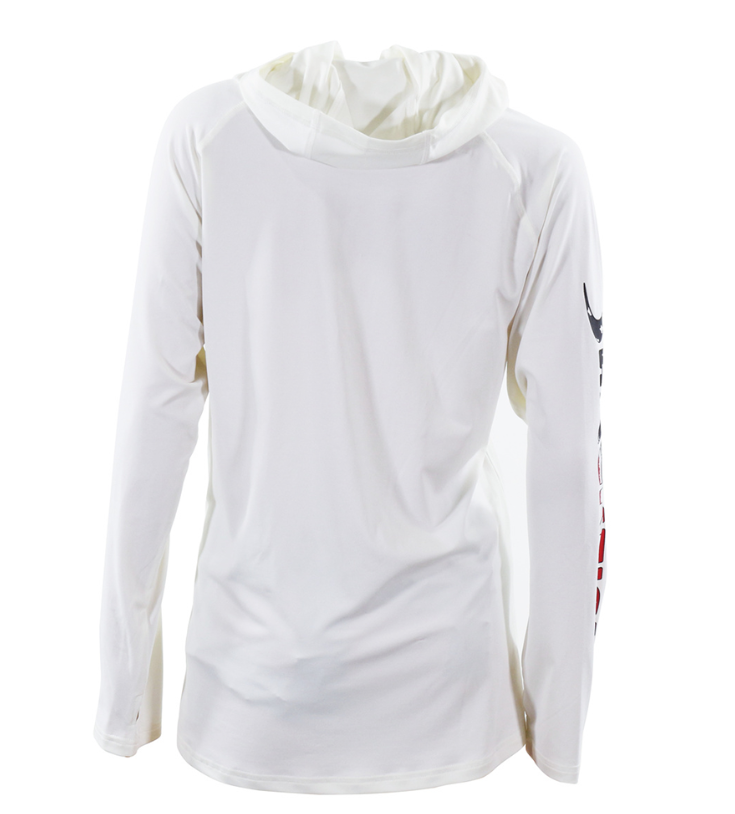 Blackfish CoolCharge UPF 50+ Sun Protection Hoodie - Lightweight, Quick-Dry & Breathable for Outdoor Activities - USA White Size XL - Perfect for Hiking, Running & Beach Wear