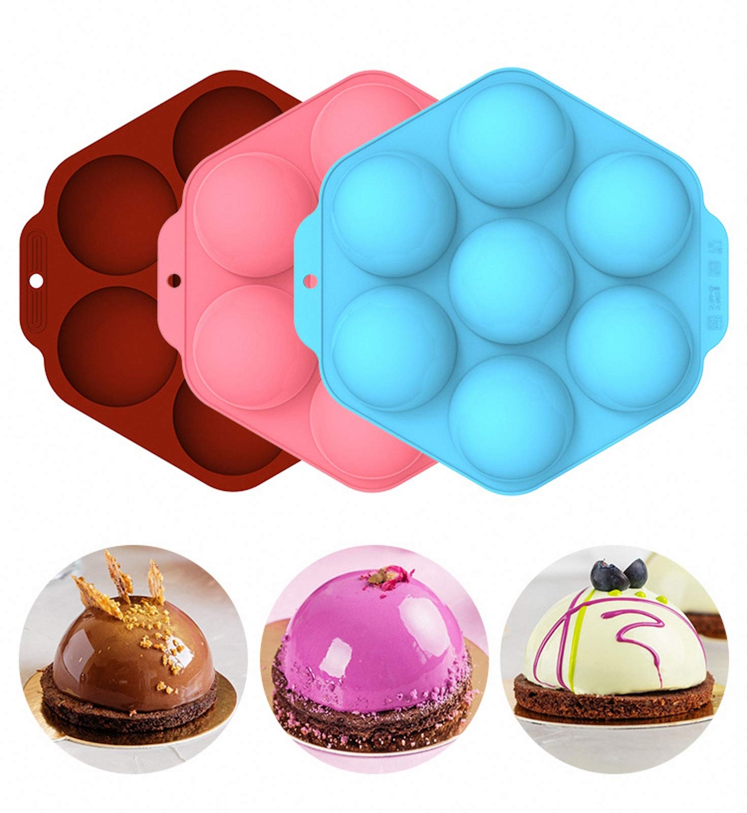 3PCS 2.7in Large Silicone Hot Chocolate Bomb Mold Set - Reusable Baking Molds for Hot Cocoa Bombs, Cake Pops & Desserts - Perfect for Holiday Treats, DIY Gifts & Party Desserts