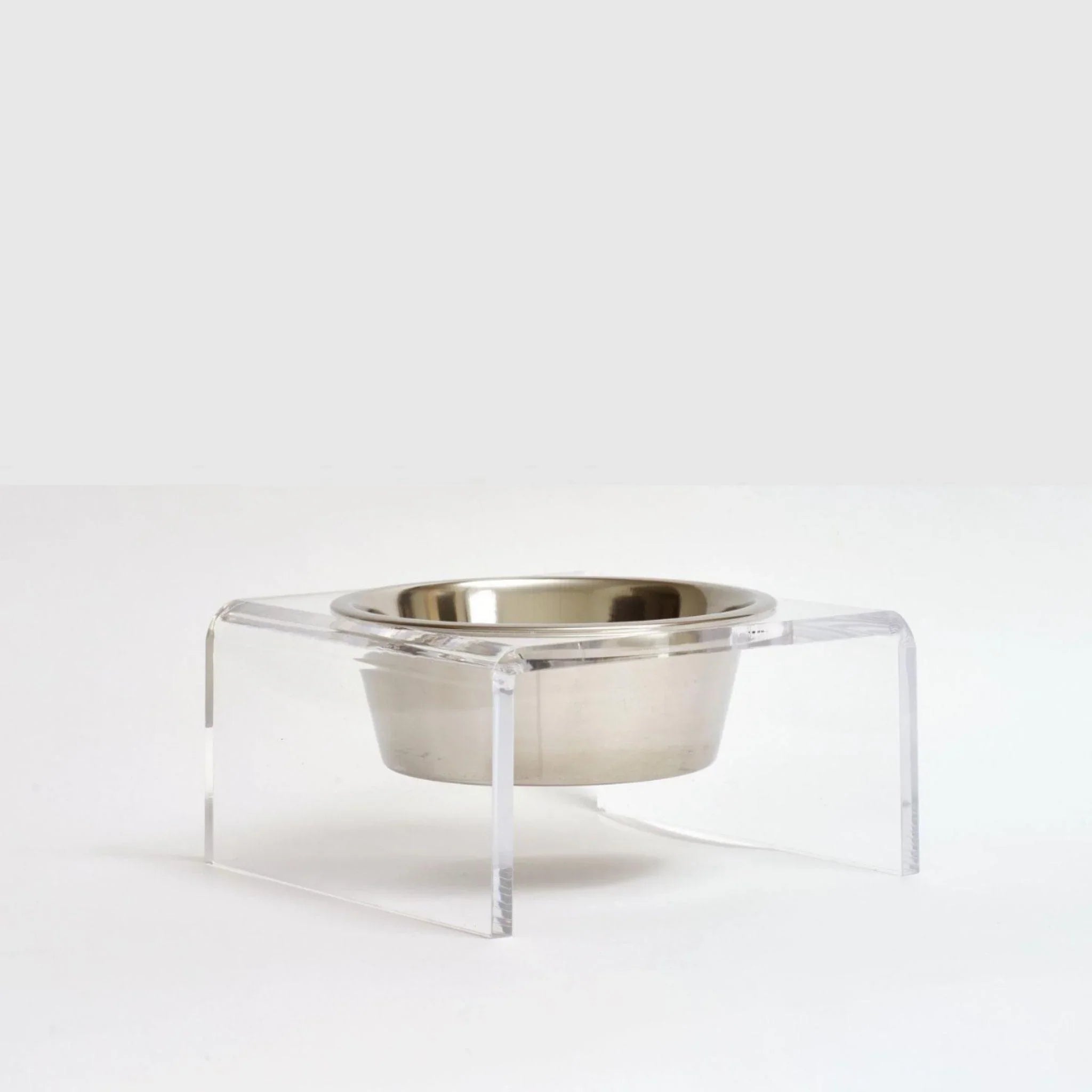 Clear Single Dog Bowl Feeder - Non-Slip Pet Food and Water Dish for Small to Medium Dogs - Perfect for Home, Travel, and Outdoor Use
