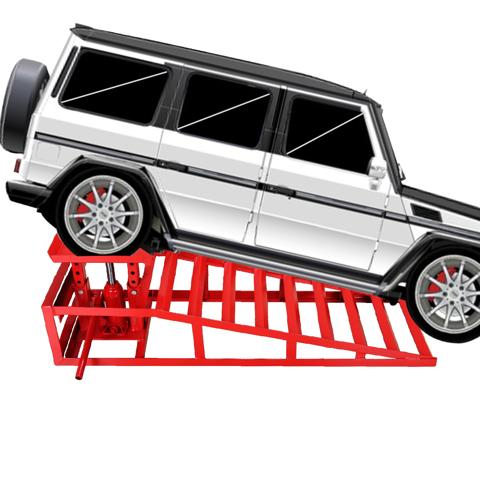2 Pack Heavy Duty Hydraulic Car Ramps - 5 Ton (11,000 lbs) Capacity, Low Profile Vehicle Lift Ramps for Trucks, Trailers & Garage Repairs - 9.8