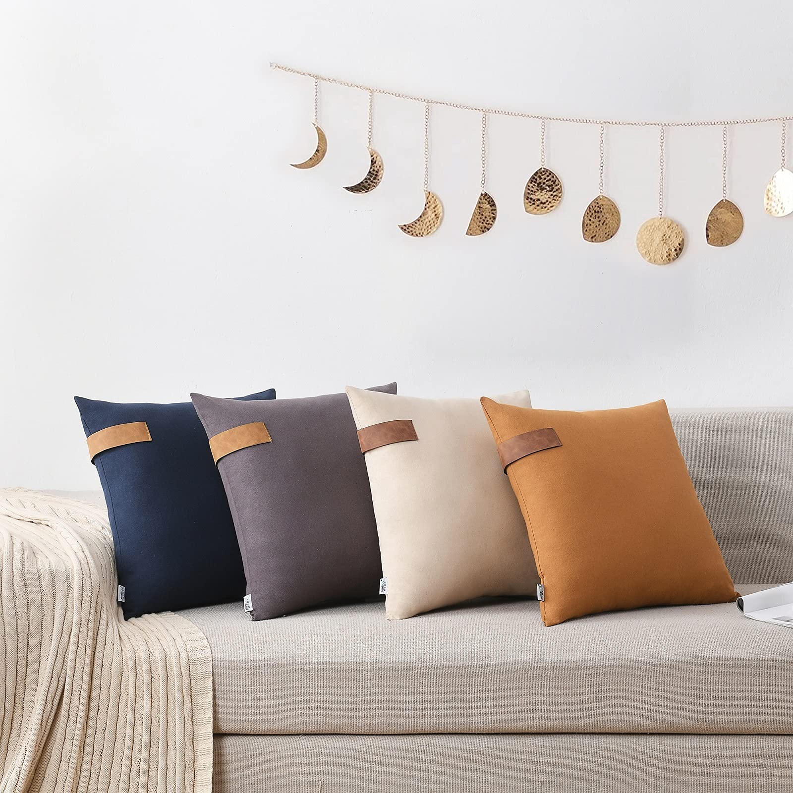 NordECO HOME Set of 2 Fall Throw Pillow Covers - 100% Cotton Soft Decorative Outdoor Pillow Cases for Couch, Sofa, Bedroom & Patio - 18x18 Inches Burnt Orange - Perfect for Autumn Home Decor & Seasonal Living Room Accents