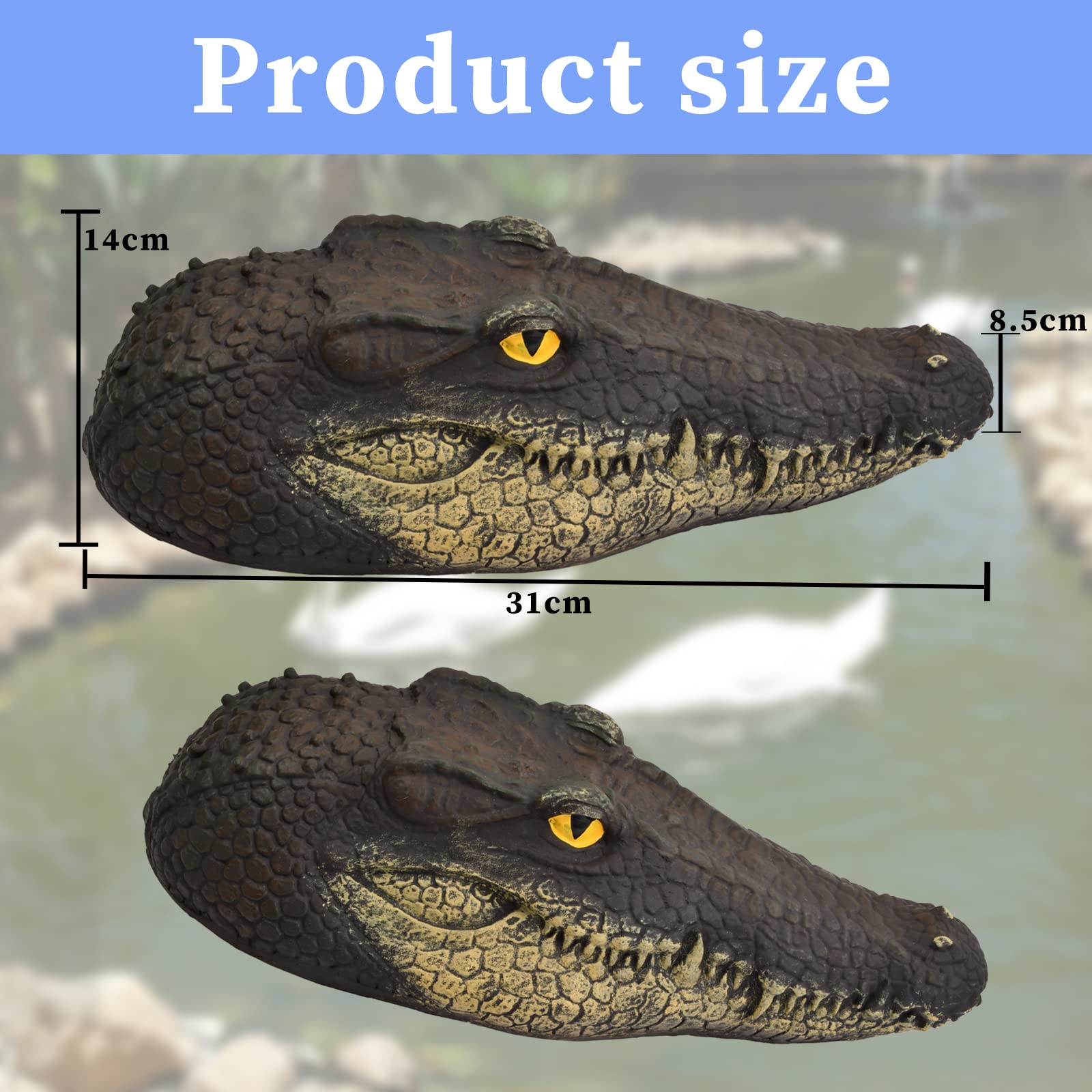 Realistic Floating Alligator Head Decoy for Ponds & Pools - White Mouth Crocodile Float Deterrent for Ducks & Geese - Outdoor Water Garden & Swimming Pool Decoration - Perfect for Wildlife Control & Themed Party Decor