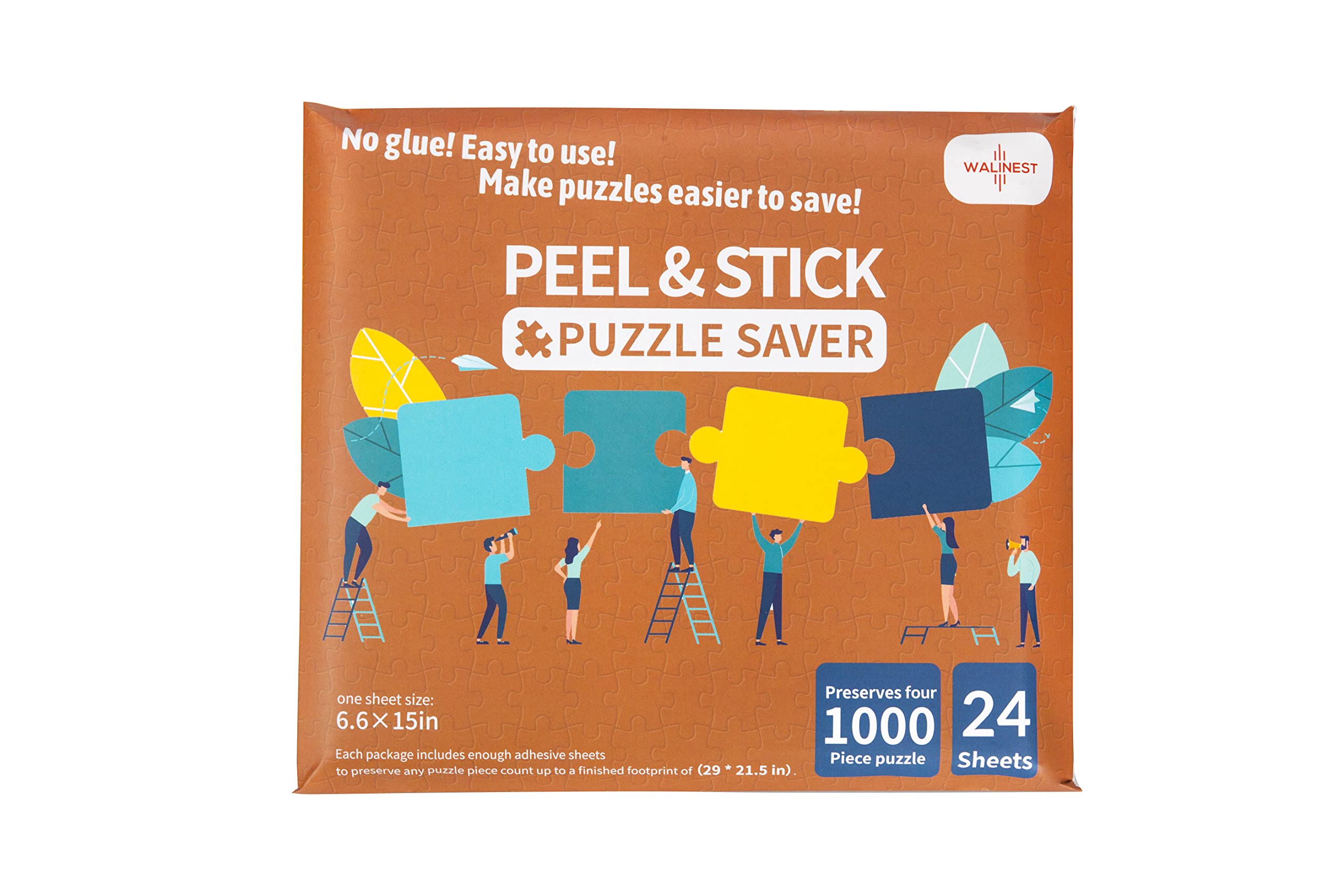 24-Piece Puzzle Glue Sheets Kit - No Mess Puzzle Saver & Frame for 1000-Piece Puzzles | Preserve Finished Puzzles for Display | Perfect for Adults & Large Puzzle Enthusiasts | WALINEST