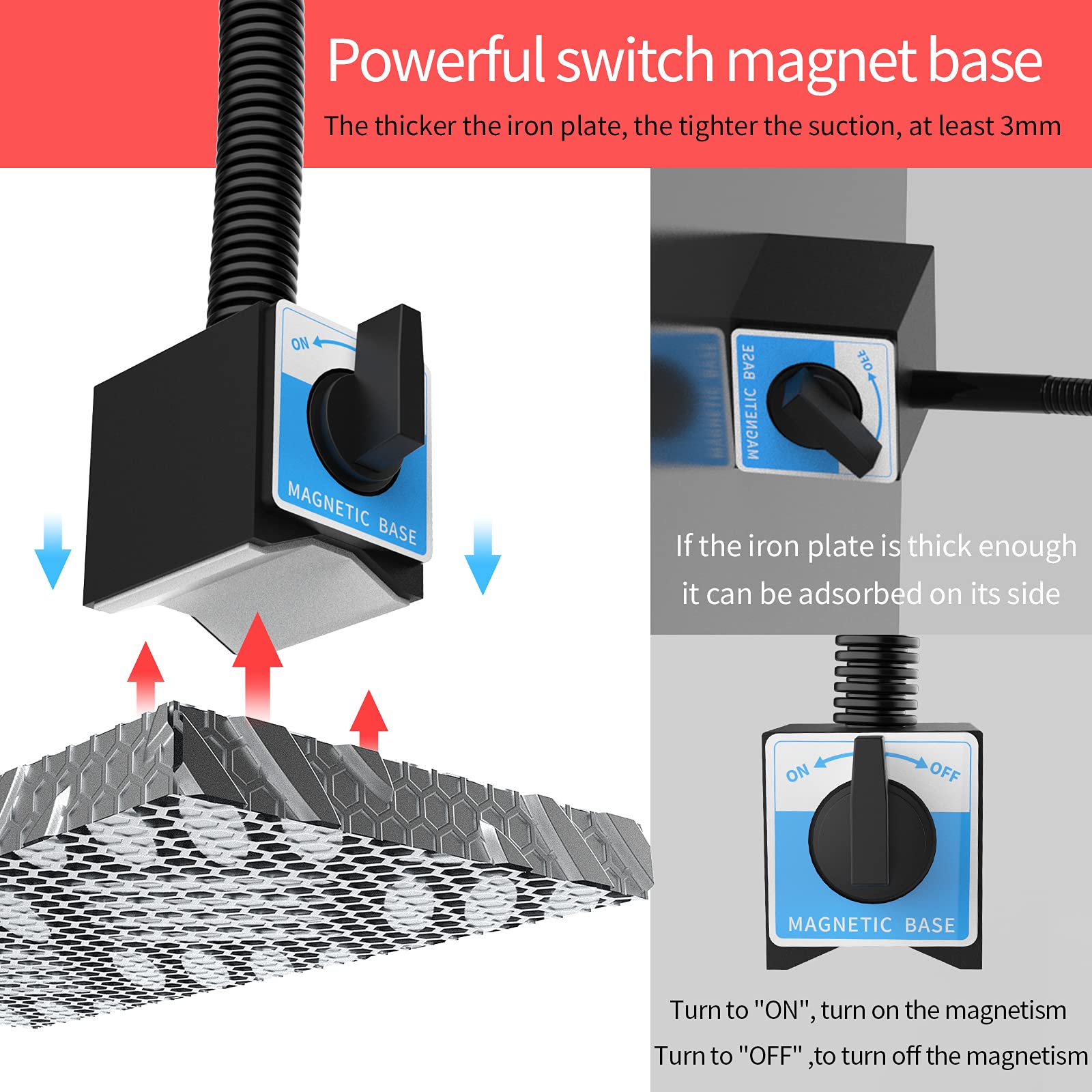 14W Magnetic Work Light - IP65 Waterproof, 1400 Lumens Flexible LED Lamp for Drill Press, Lathe & Milling | Perfect for Garage, Workshop & DIY Projects