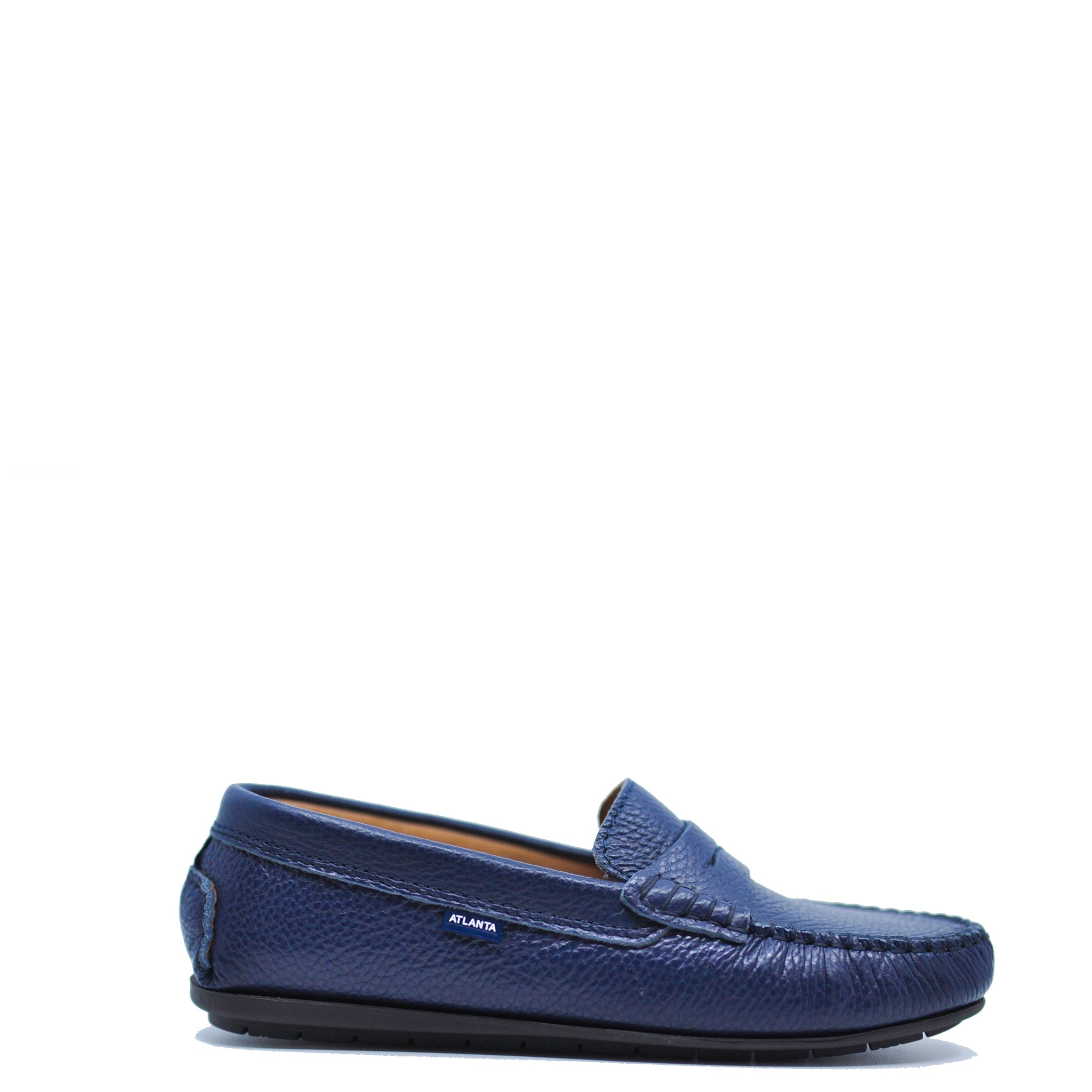 Men's Atlanta Mocassin Navy Pebbled Penny Loafers - Comfortable Slip-On Dress Shoes for Business Casual & Office Wear