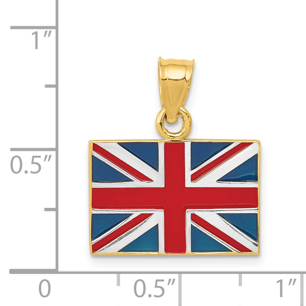 Gold Enamel UK Flag Pendant Necklace - Model K870 | British Pride Jewelry Gift for Women & Men | Perfect for St. George's Day, Royal Events & Patriotic Occasions