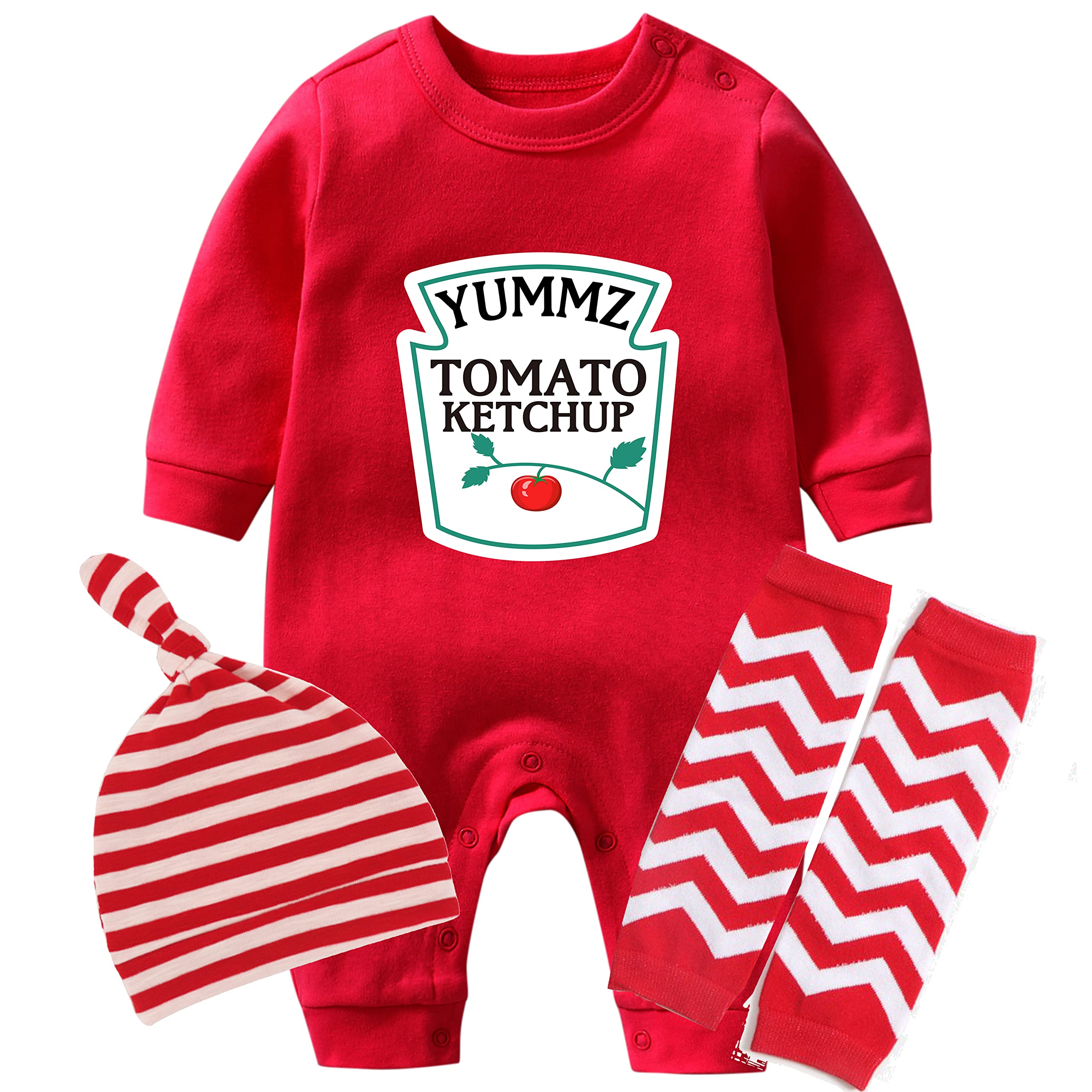 YSCULBUTOL Funny Baby Twins Bodysuit - Ketchup & Mustard Matching Outfits for Baby Girls - Short Sleeve Romper Set - Perfect for Twin Photoshoots, Sibling Matching Outfits & Cute Family Moments