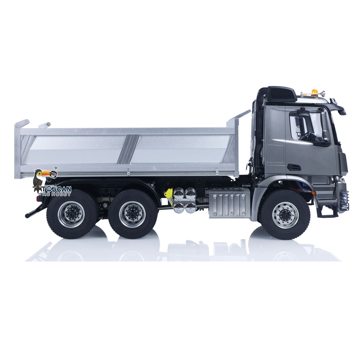 1/14 Scale RC Hydraulic Dumper Truck - 2-Speed Metal Chassis Tipper Model Car with Light & Sound - US Stock - Perfect for Construction Site Simulation and RC Hobby Enthusiasts
