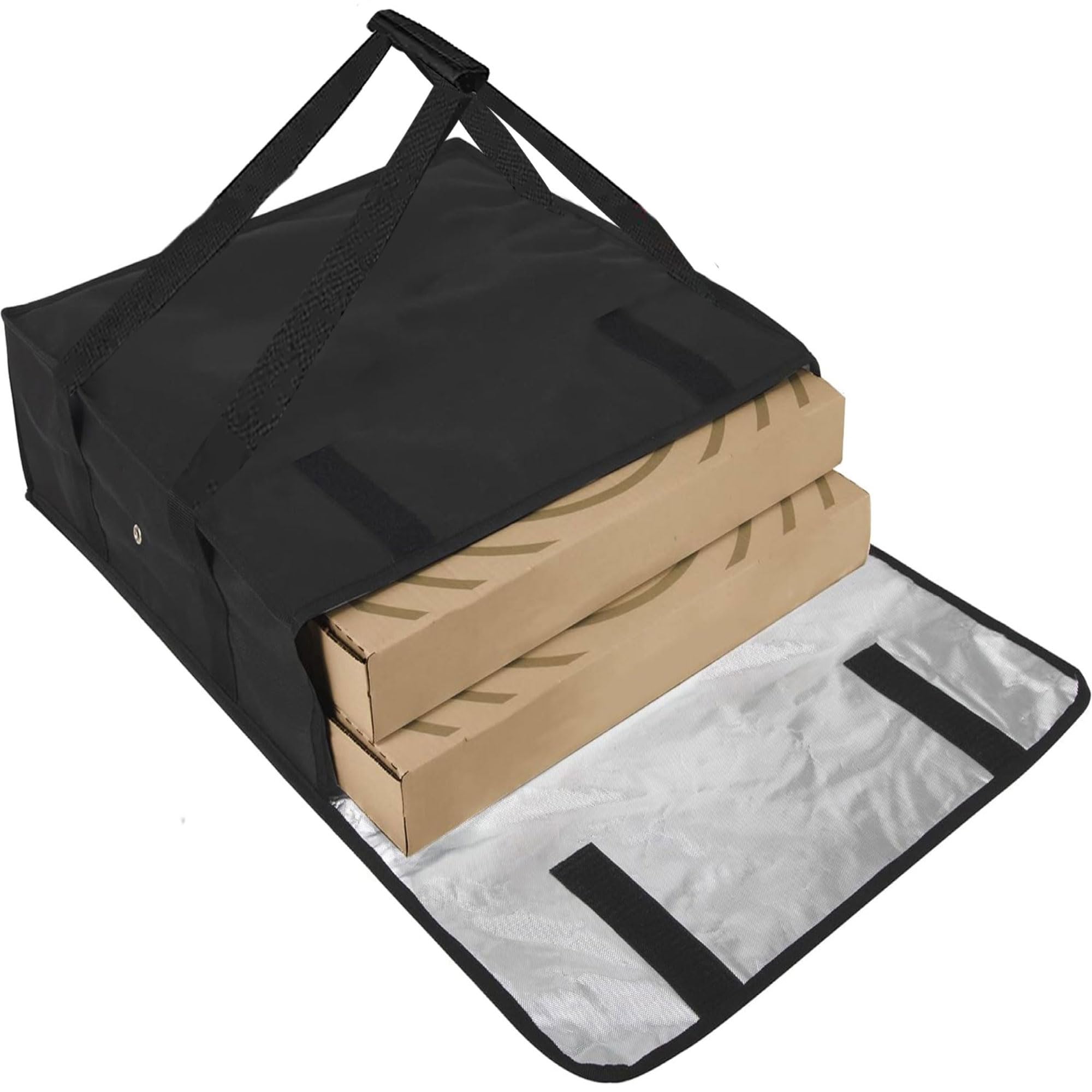 **Insulated Pizza Delivery Bag 20x20x6 - Professional & Personal Food Carrier for Hot & Cold Meals - Perfect for Restaurants, Catering & Home Use (Black)**