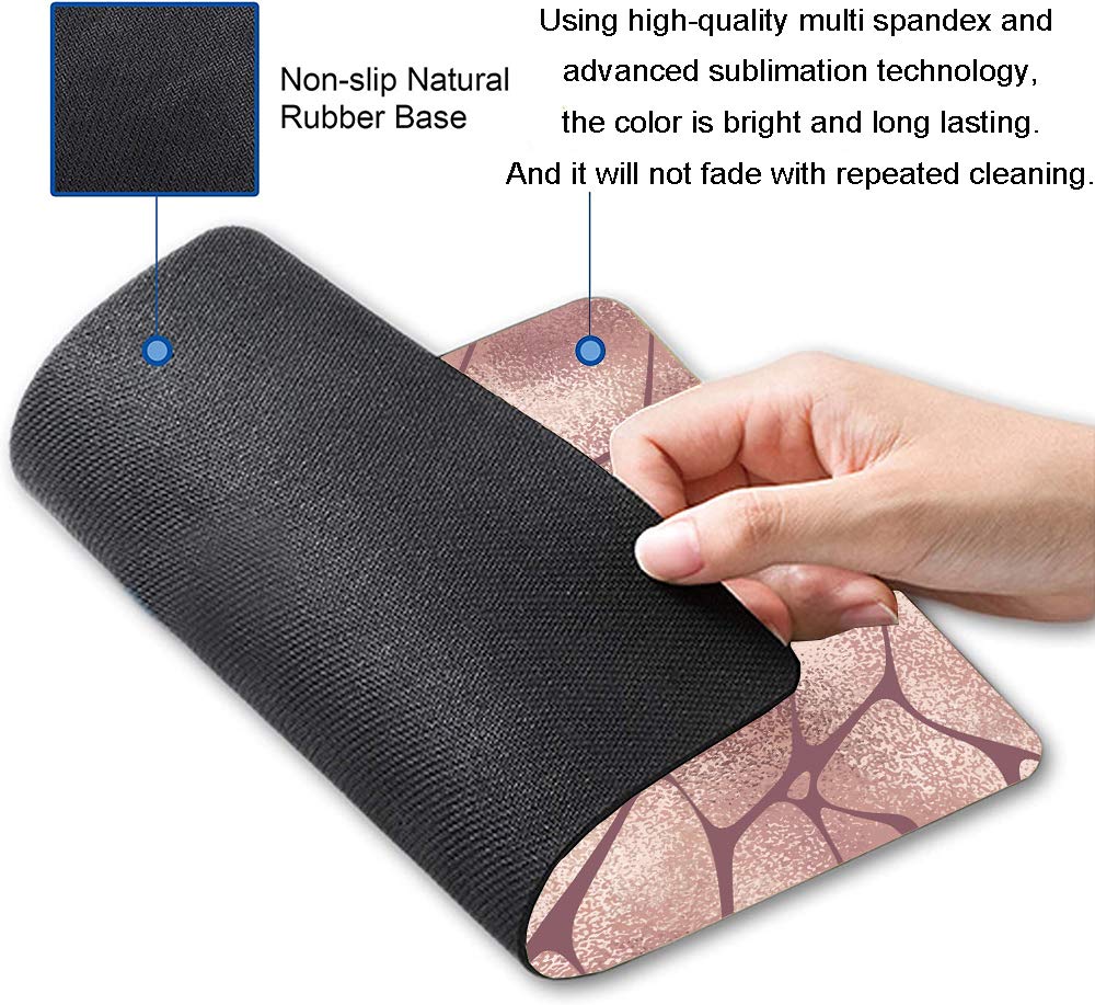 Premium Rose Gold Marble Gaming Mouse Pad - Non-Slip Rubber Base, Waterproof Geometric Design Mouse Mat for Office, Home & Travel (9.5
