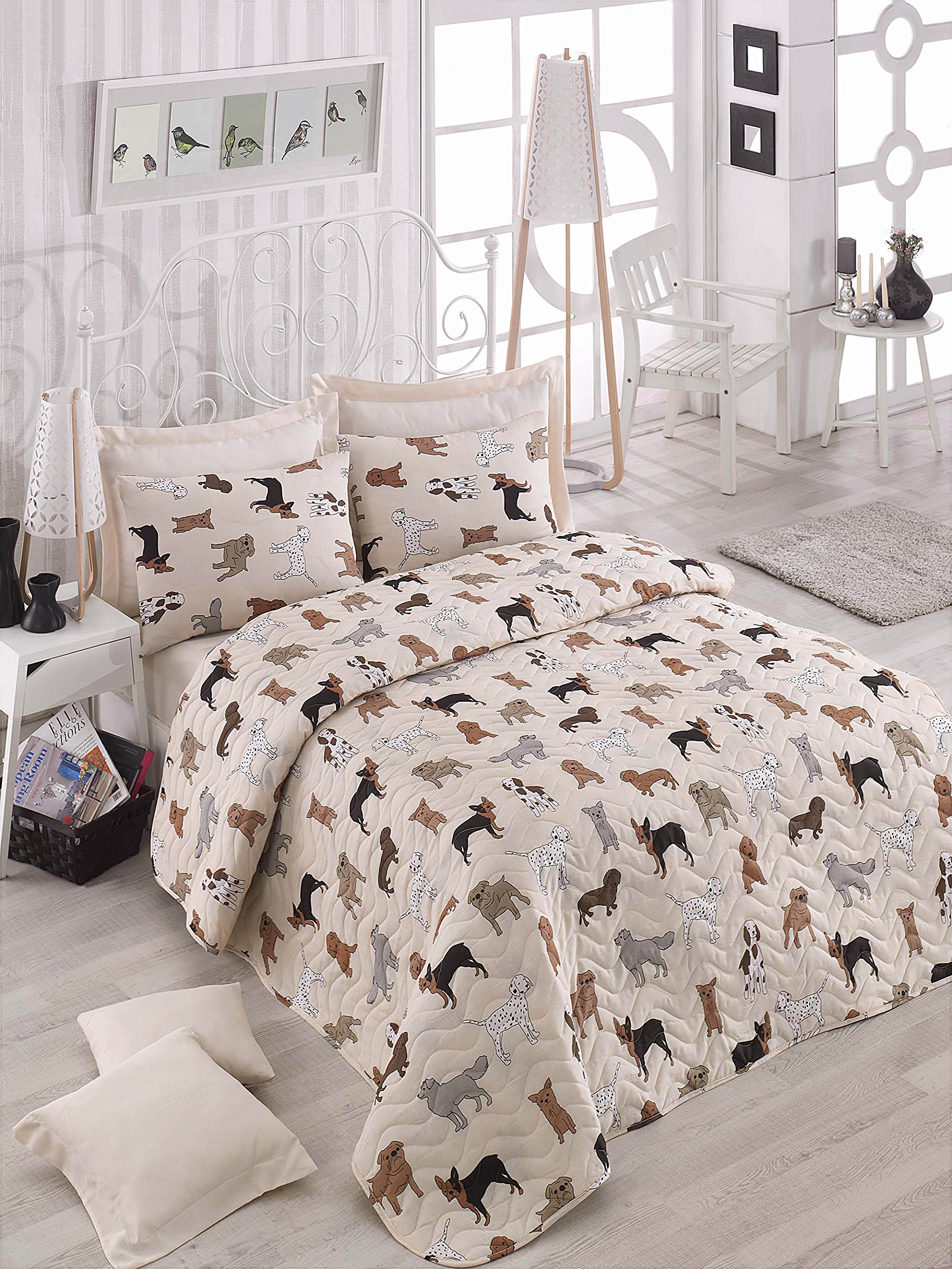 Animals Dogs Bedding Set - Full/Queen Size Dog Themed Comforter Cover & Pillowcases (3PC) for Kids Boys Girls Bedroom Decor | Perfect for Pet Lovers & Dog-Themed Room Design