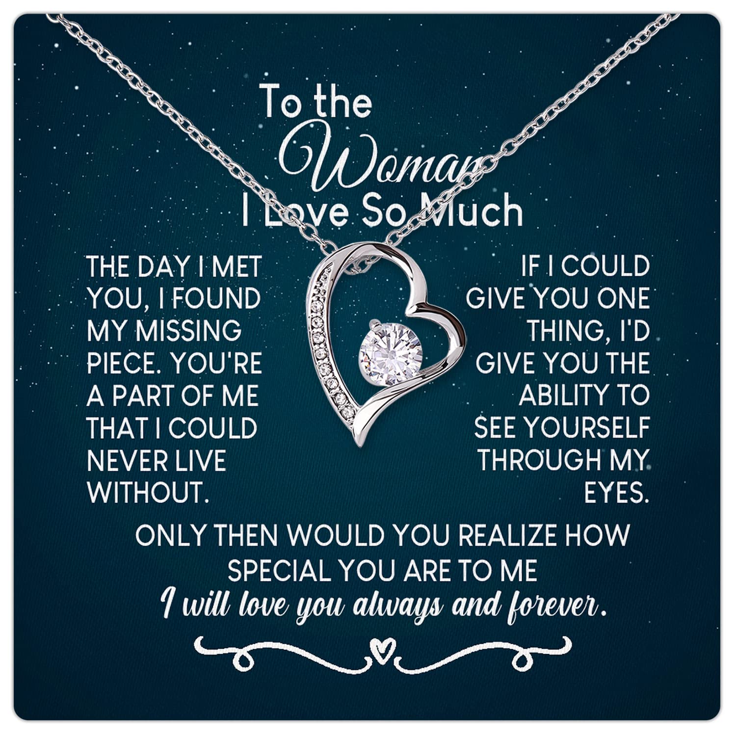 Romantic Soulmate Necklace for Wife - Elegant Love Jewelry Gift from Husband for Birthday, Anniversary & Christmas - Perfect Wedding Present & Daily Wear Accessory