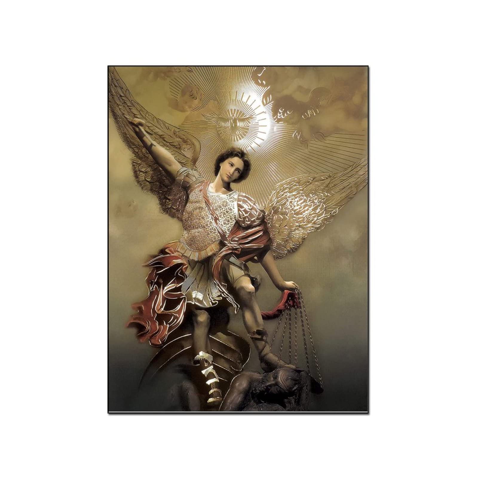 Religious Archangel Saint Michael Canvas Wall Art Print - 8x10 Inch (20x26cm) Home Decor for Living Room, Bedroom & Office - Perfect for Prayer Spaces, Christian Gifts & Spiritual Inspiration