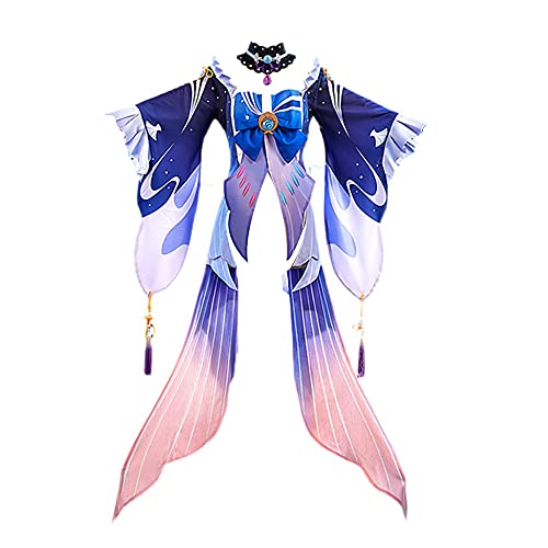 Kokomi Cosplay Costume Full Set with Wig & Bow Necklace - Genshin Impact Character Outfit for Halloween, Anime Conventions & Role Play Parties