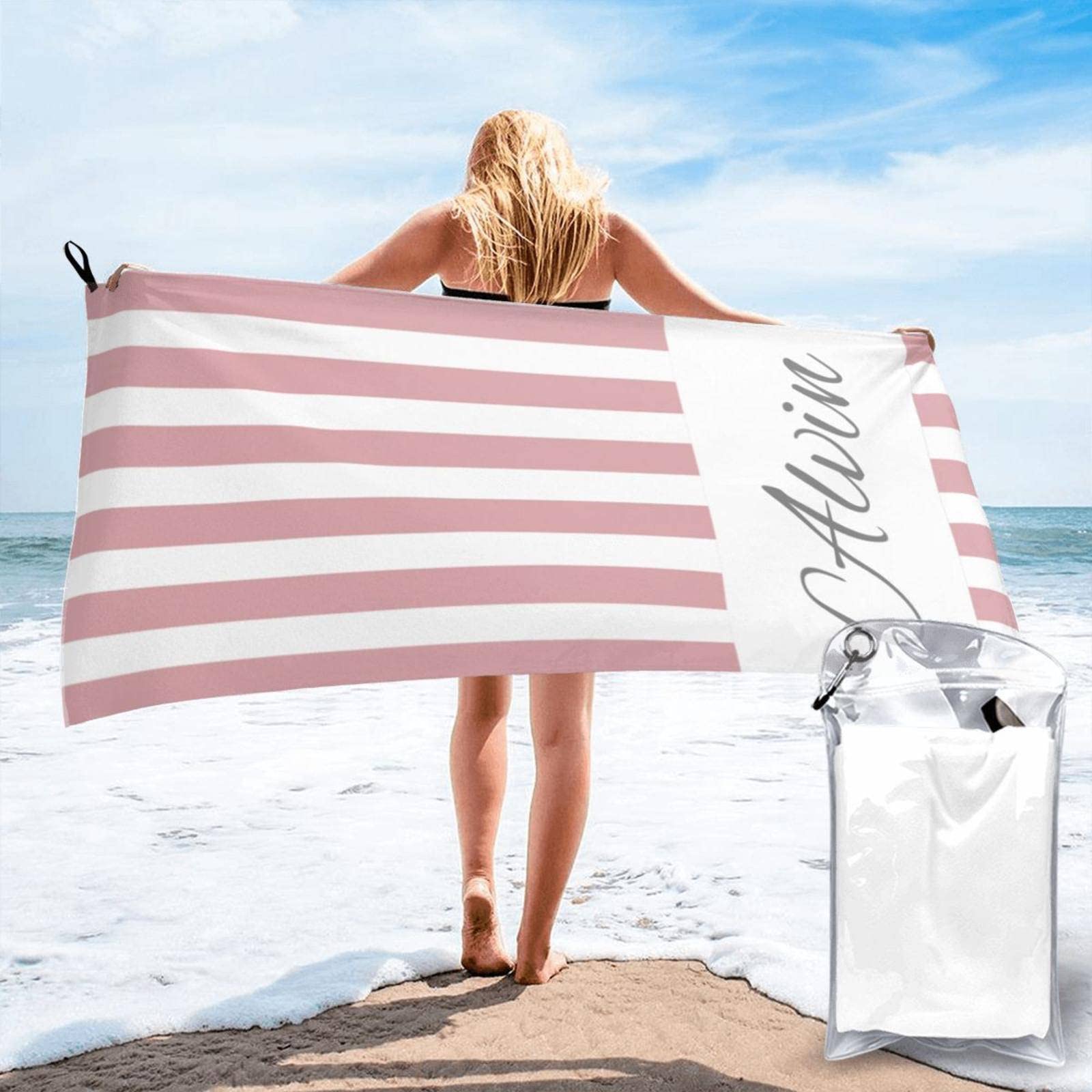 Personalized Name Beach Towel - Quick Dry Microfiber Sand-Free Towel for Pool, Beach & Camping | Perfect for Bachelorette Parties, Kids & Outdoor Activities