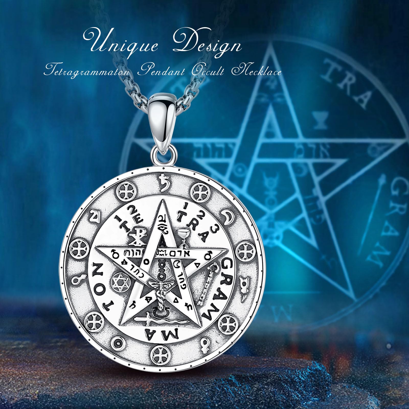 925 Sterling Silver Tetragrammaton Necklace with Metatron Cube Pendant - Protective Amulet Jewelry for Women & Men | Spiritual Gift, Meditation Accessory, Energy Protection Talisman