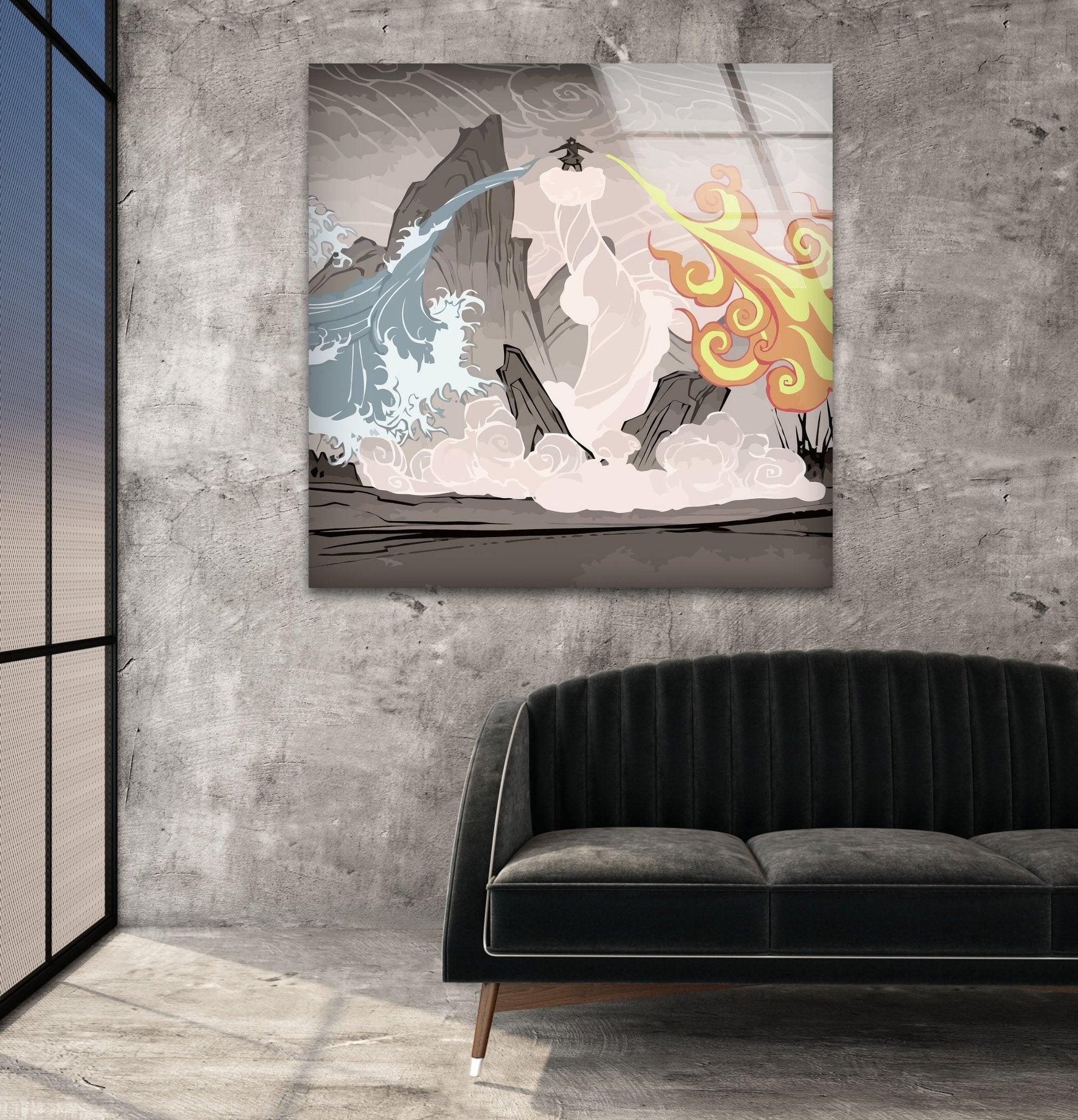 The Last Airbender Anime Glass Wall Art - Stunning Decor for Living Room, Bedroom & Office | Perfect Gift for Avatar Fans