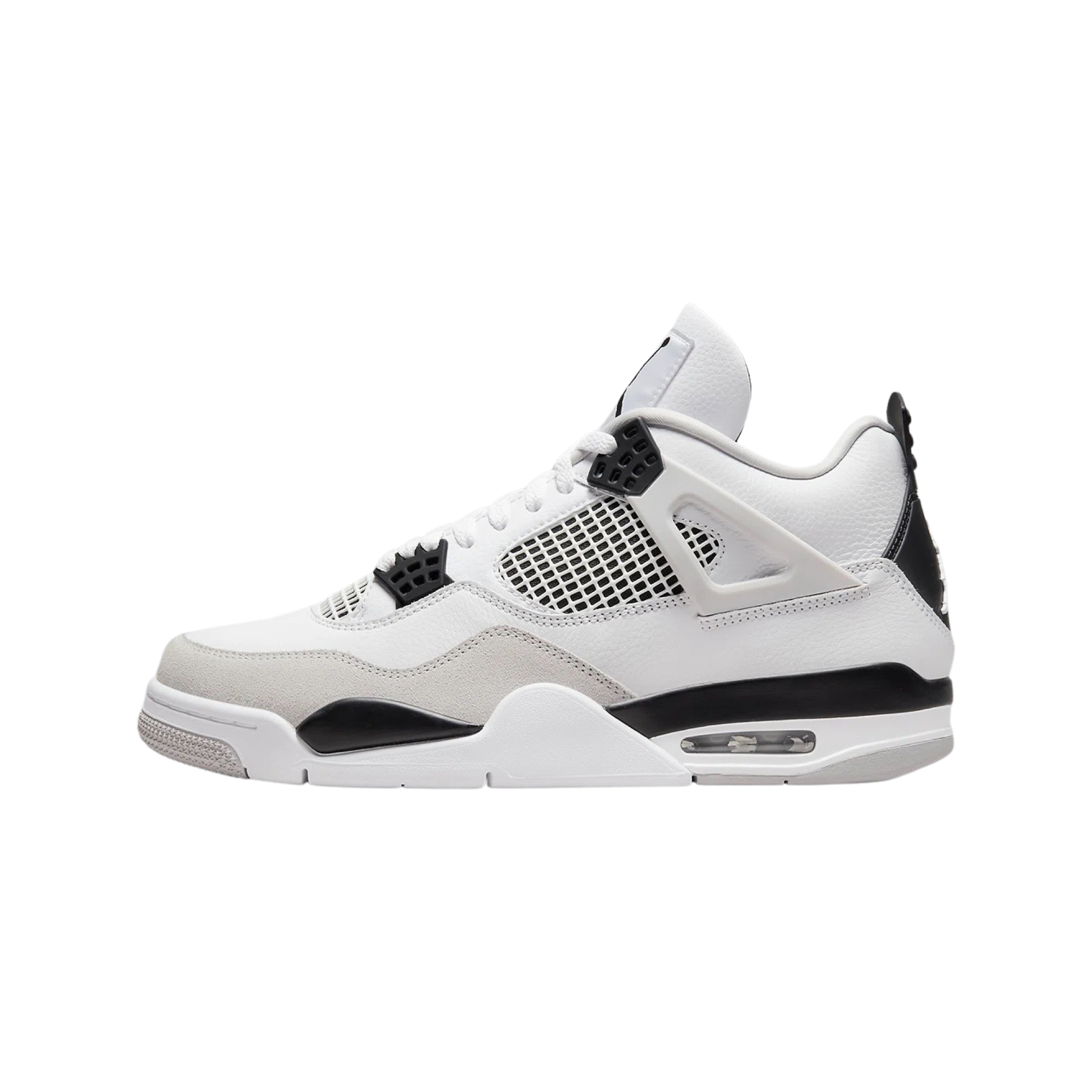 Air Jordan 4 Retro Military Black White Black Neutral Grey Men's Basketball Shoes - Perfect for Streetwear, Sneaker Collection & Casual Fashion