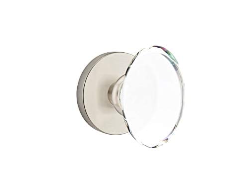 Emtek Passage Set with Disk Rosette & Hampton Knob - Satin Nickel Finish for Interior Doors | Perfect for Bedrooms, Bathrooms & Closets