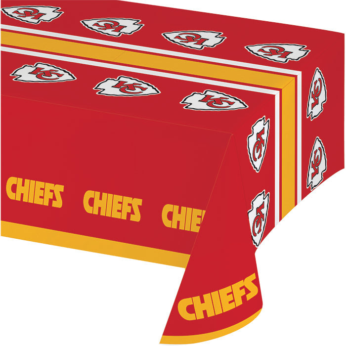 12-Piece Bulk Kansas City Chiefs Table Covers - Waterproof NFL Party Decorations for Game Day, Tailgating & Super Bowl Celebrations