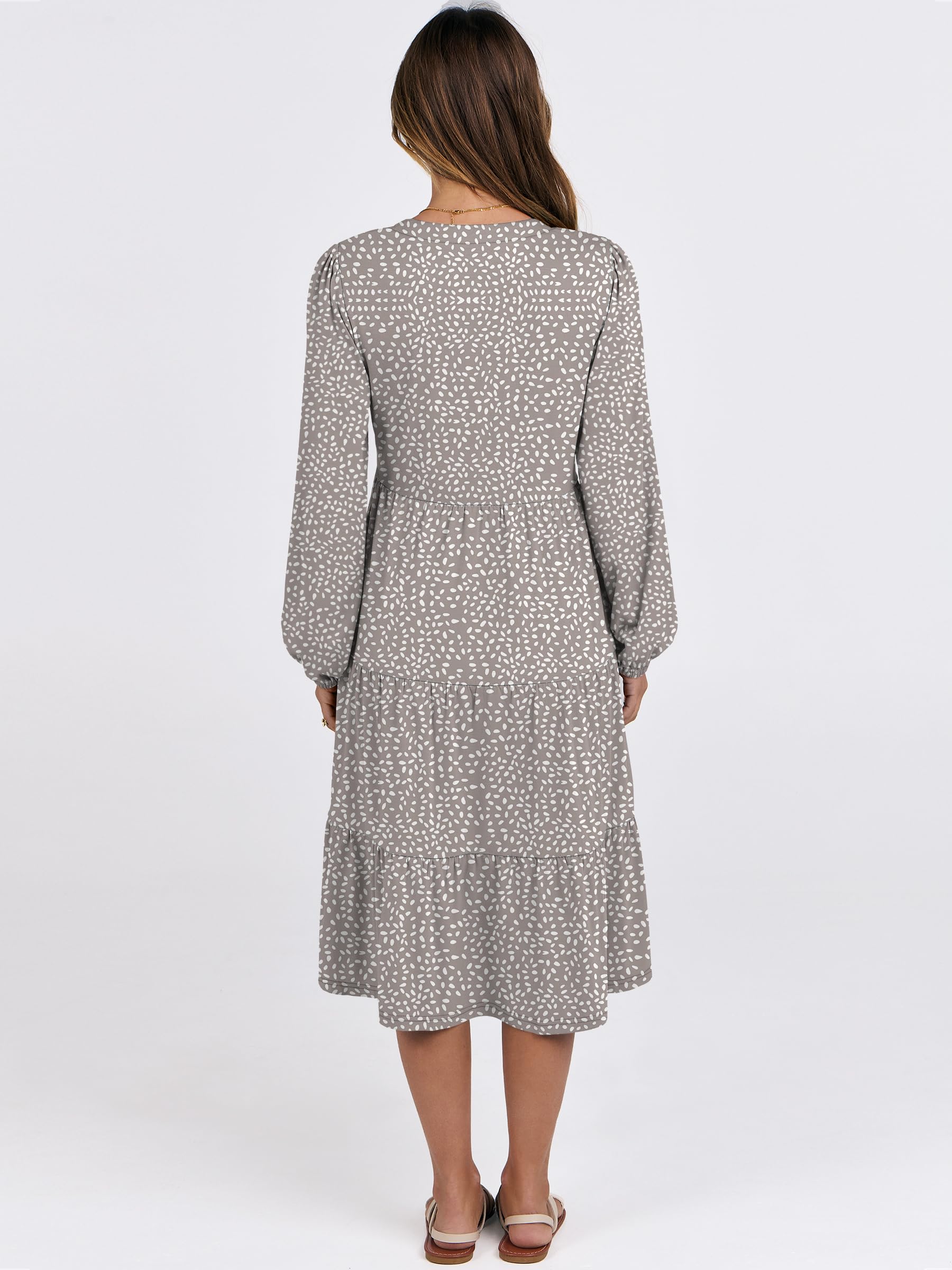 ANRABESS Women's Long Sleeve V-Neck Flowy Swing Dress - Loose Fit Tiered Maxi Dress for Spring 2025 | Casual Vacation Wear for Beach, Travel & Everyday Outfits