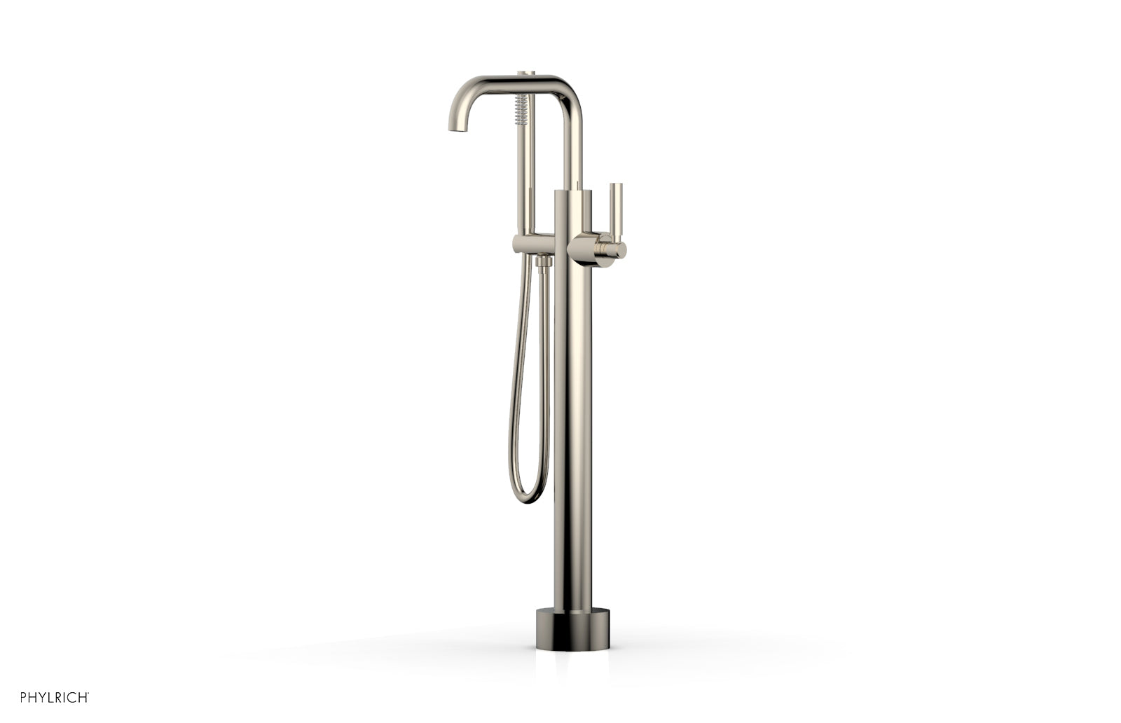 BASIC Low Floor Mount Tub Filler with Lever Handle and Hand Shower D130 45 03 - Perfect for Modern Bathroom Renovations and Spa-Like Shower Experiences