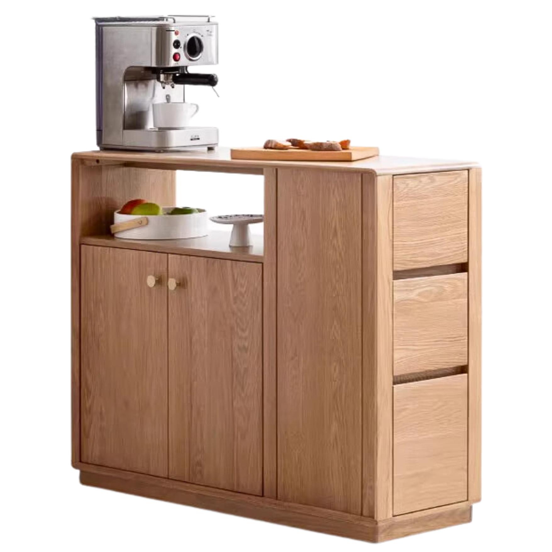 Solid Oak Wood Modern Nordic Sideboard - Mid-Century Buffet Cabinet for Dining Room, Living Room & Entryway Storage