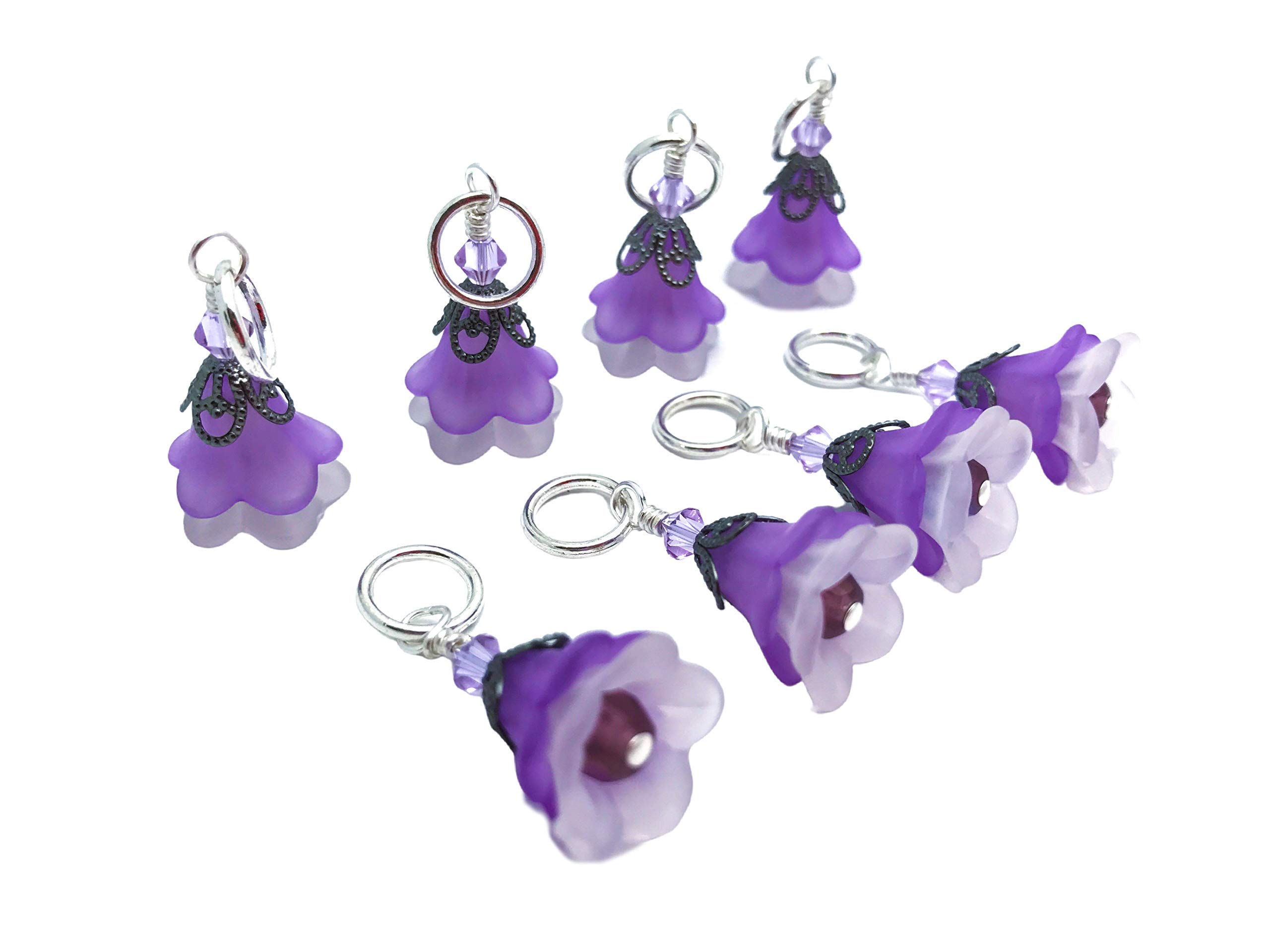 Purple Flower Stitch Markers for Knitting - Colorful Crochet Markers for Yarn Crafts, DIY Knitting Projects & Handmade Gifts (Set of 10) - Perfect for Knitters, Crocheters & Craft Lovers