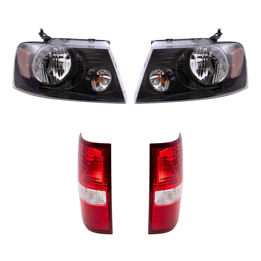 **Brock Replacement Halogen Headlight & Tail Light Kit for 2004-2008 Ford F-150 – Left/Right Driver & Passenger Side – 4-Piece Set – Durable Aftermarket Upgrade for Improved Night Driving & Style**    *(Perfect for Off-Roading, Daily Commuting, and Enhancing Truck Appearance)*