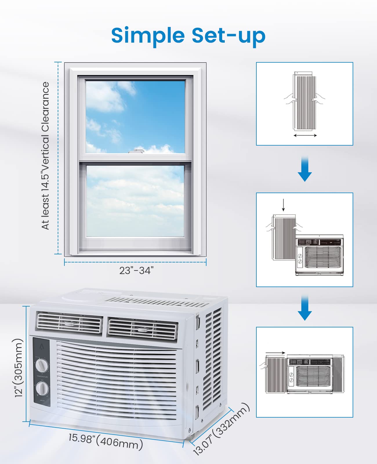 Energy Efficient White Window Air Conditioner - Cool & Quiet AC Unit for Home, Office, Bedroom - Easy Installation & Remote Control (Ideal for Small to Medium Rooms)