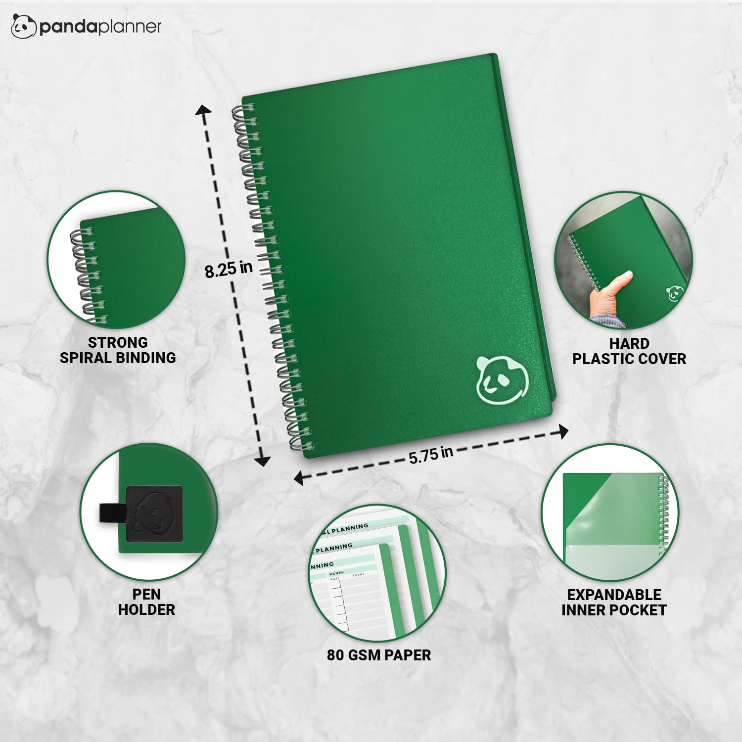 Panda Planner 2025 - Undated 90-Day Daily Planner with Hourly Schedule, Spiral Binding, Habit Tracker & To-Do Lists | 5.75