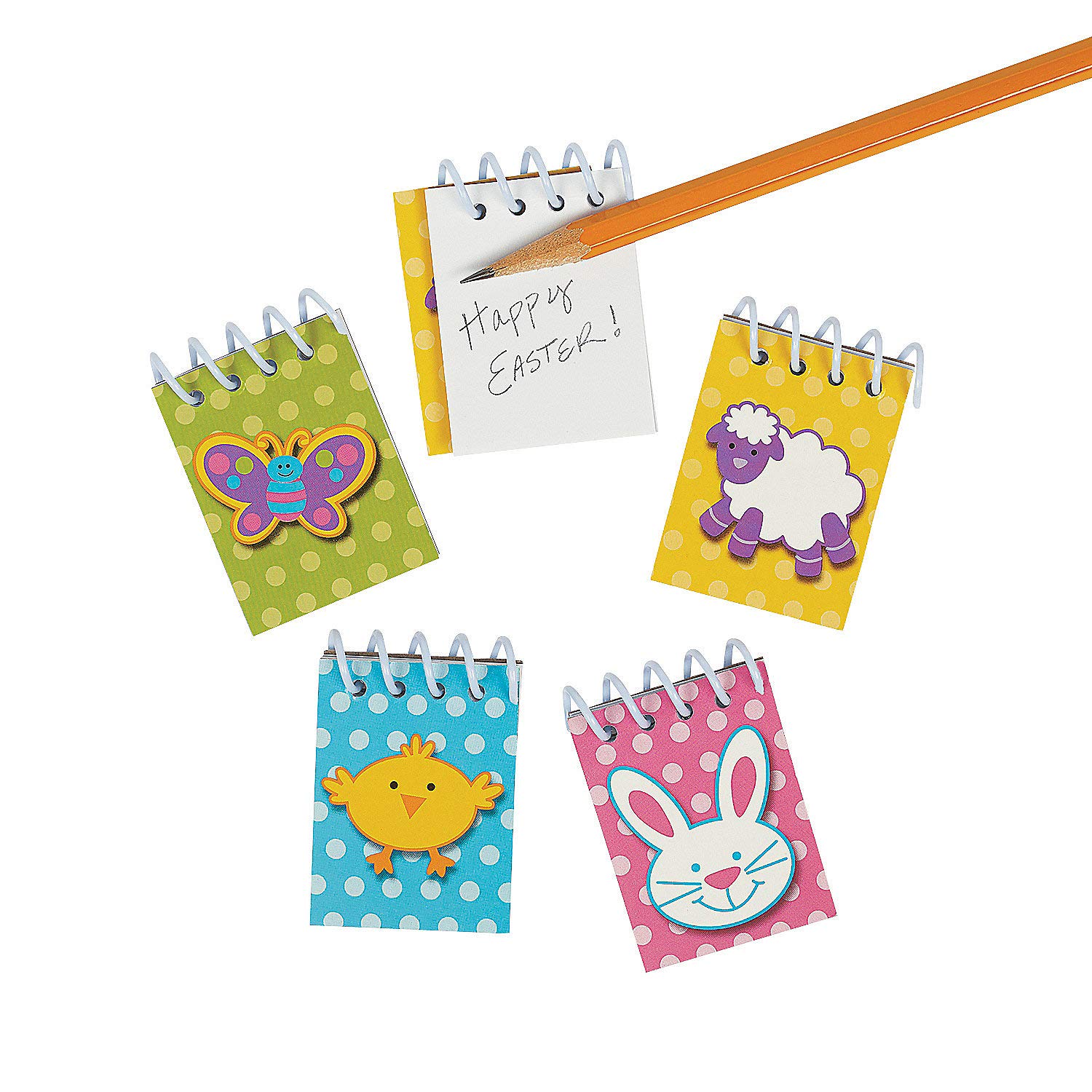 Mini Spiral Easter Notepads - Bulk Set of 48 - Cute Easter Stationery Supplies for Kids, Classroom, Party Favors & Gift Giving