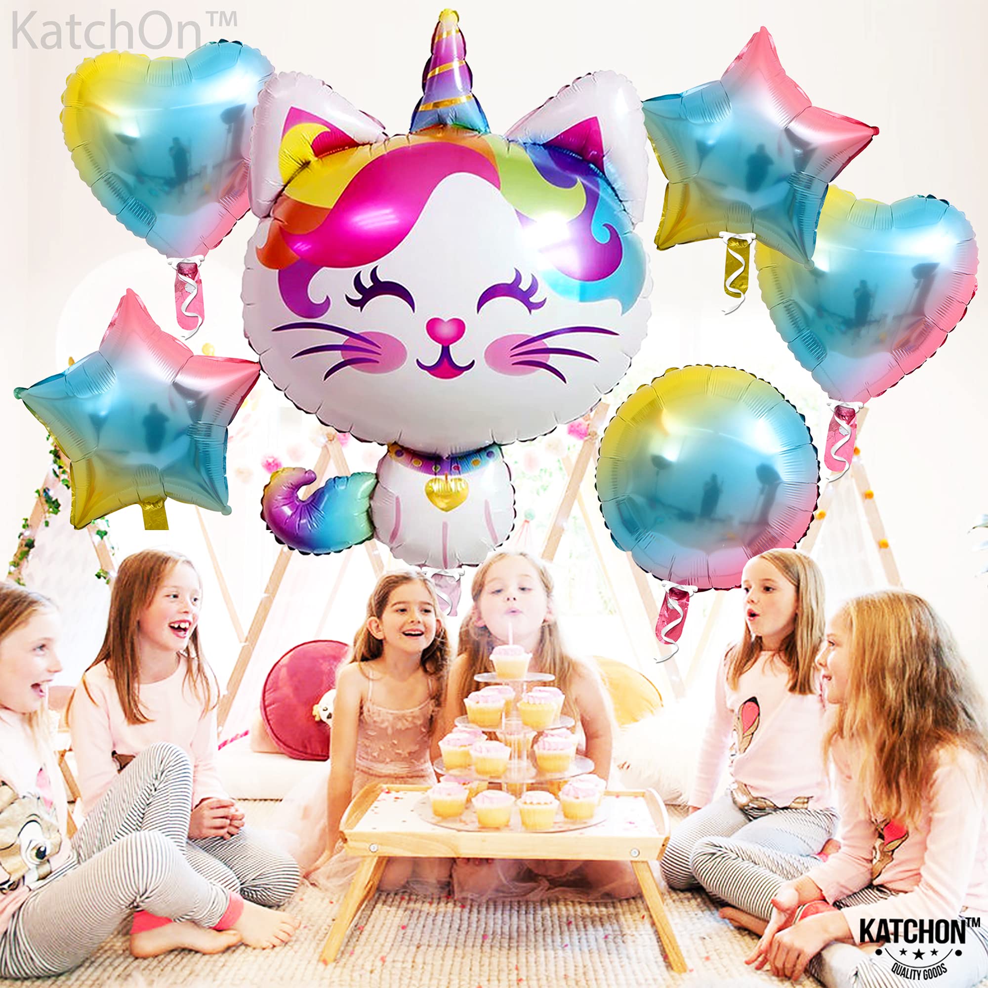 KatchOn Big Cute Caticorn Balloons - 36 Inch Pack of 6 | Kittycorn Party Decorations for Birthday, Baby Shower & Bridal Showers | Cat Unicorn Balloon Arch Supplies