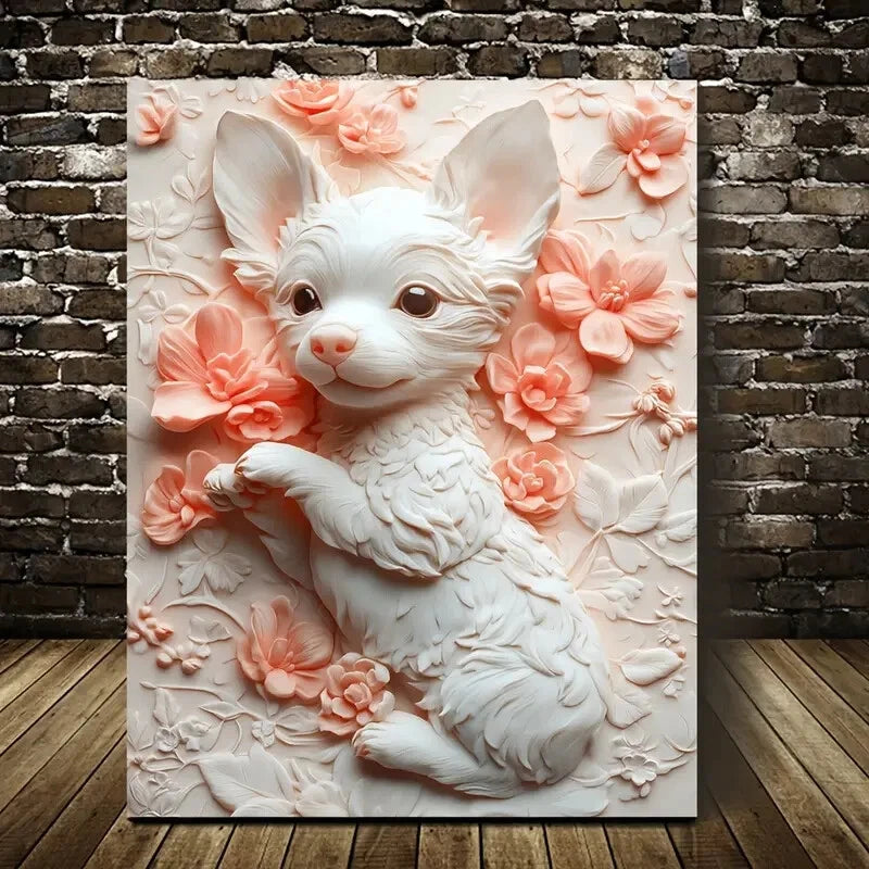 Heart Blossoms Painting - 'Jack The Puppy' 40x60cm Metal Print Wall Art - Ready to Hang for Living Room, Bedroom & Office Decor