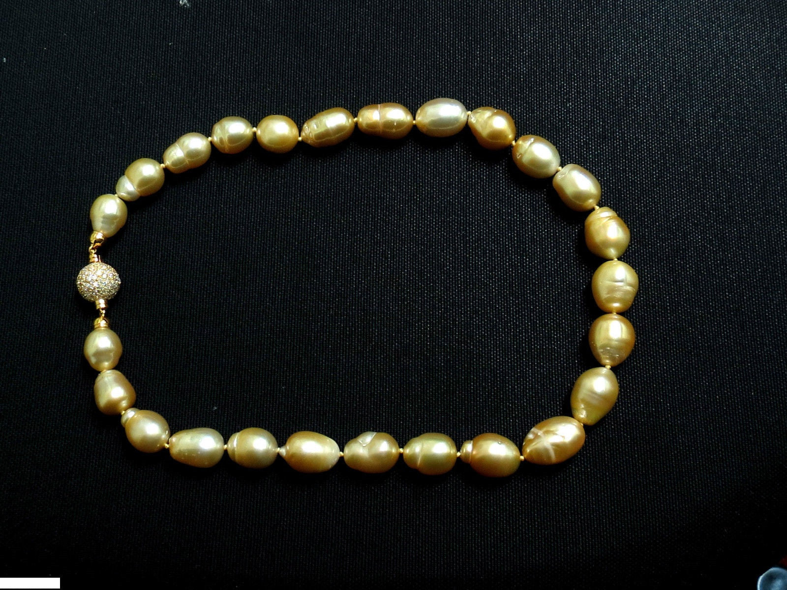 18KT Gold 14.5mm Natural South Sea Yellow Pearl Necklace with 2.00CT Diamond Clasp - Elegant Jewelry for Weddings, Parties & Special Occasions