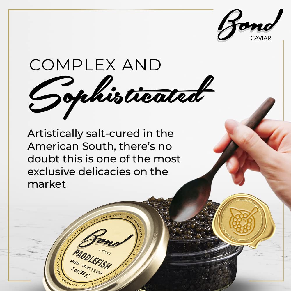 Premium American Paddlefish Caviar - Gourmet Malossol Fish Roe with Sea Salt, Medium Grey Pearls (2oz/56g Glass Jar) | Overnight Shipping | Luxury Gift for Weddings, Parties & Special Events | Perfect for Canapés, Blinis & Fine Dining Experiences