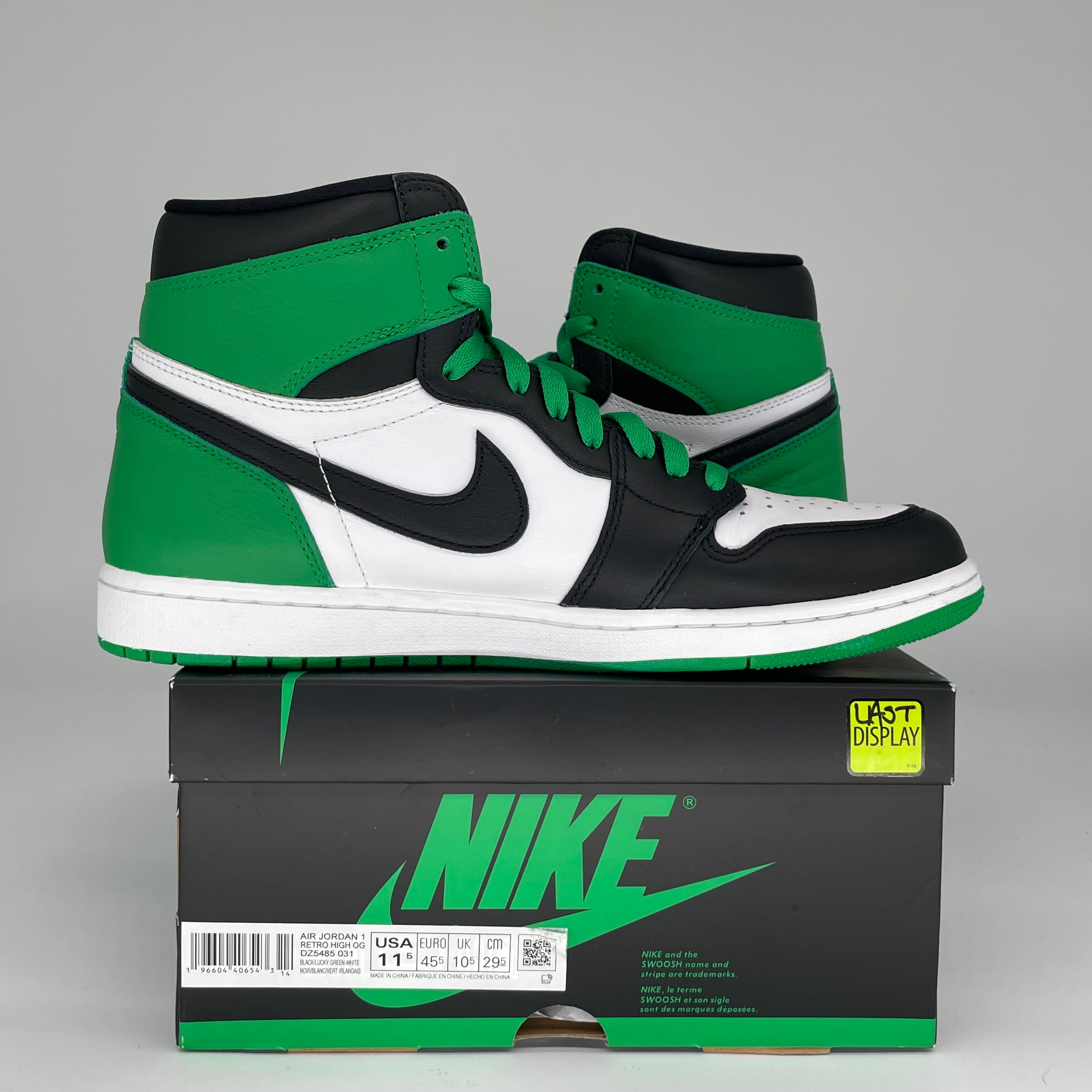 AIR JORDAN 1 LUCKY GREEN MEN'S BASKETBALL SHOES SIZE 11.5 - DZ5485-031 | Retro High Top Sneakers for Streetwear & Basketball Games