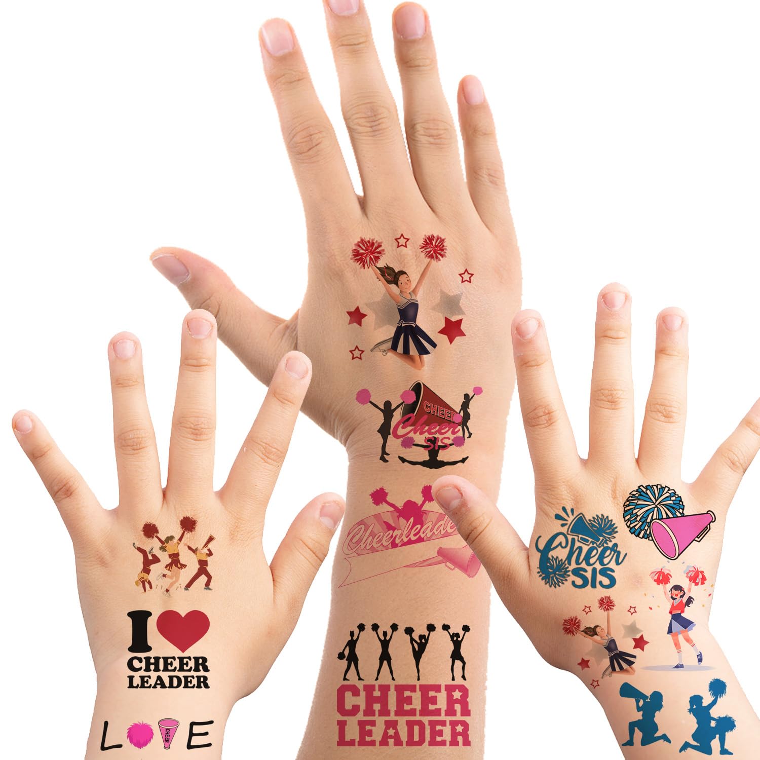 Oringaga 384 Cheerleading Temporary Tattoos for Kids - Motivational Sports Stickers for Cheer Dance, Birthday Parties, Baby Showers & Team Events (24 Sheets) - Perfect for Goodie Bags, Prizes & Party Favors