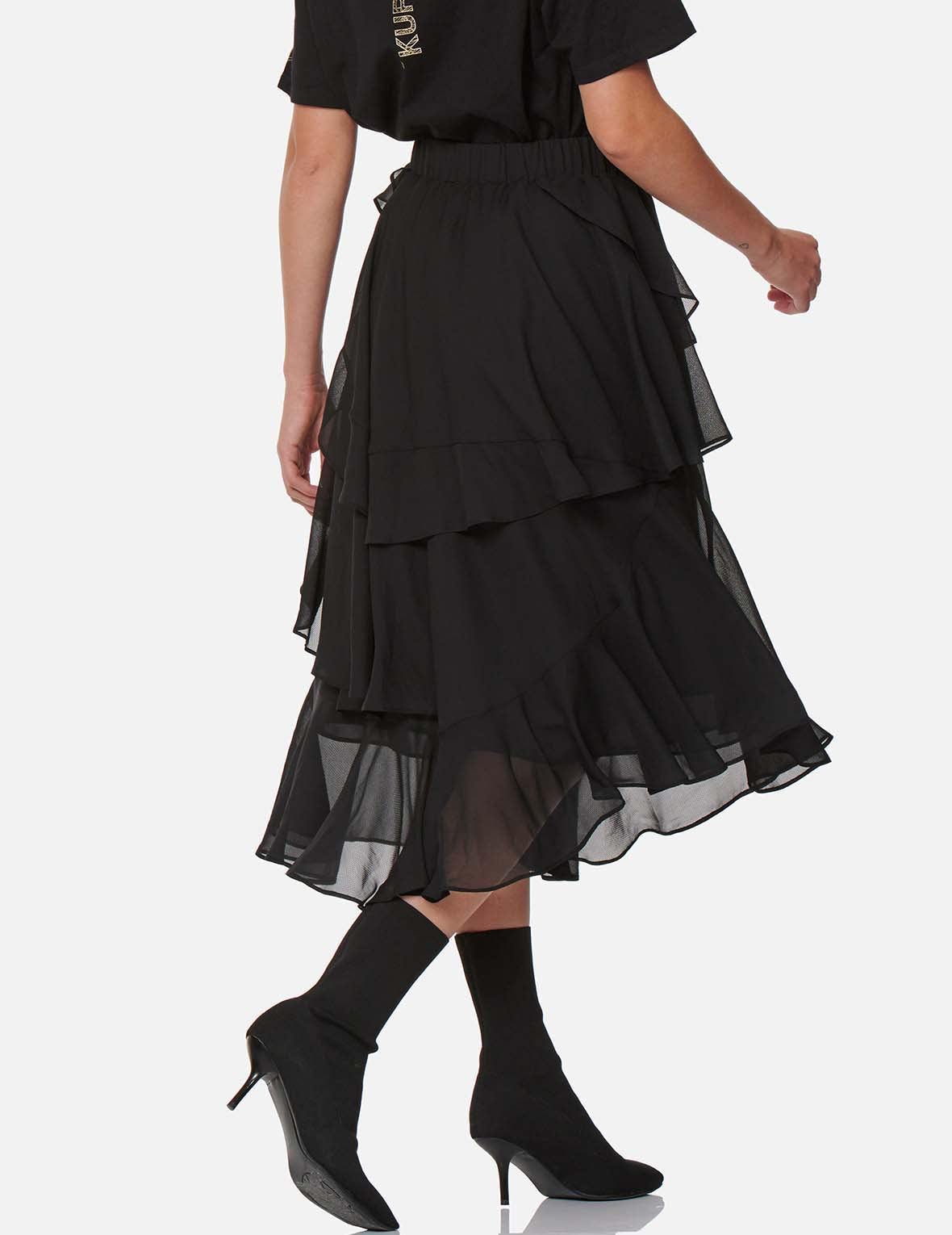 Elegant Asymmetrical Layered Skirt for Women - Trendy High Waist Flowy Midi Skirt for Casual, Office & Party Wear