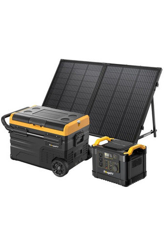 BougeRV 130W Portable Solar Panel Kit with 37 Quart Fridge - Perfect for Camping, RV Trips & Off-Grid Adventures