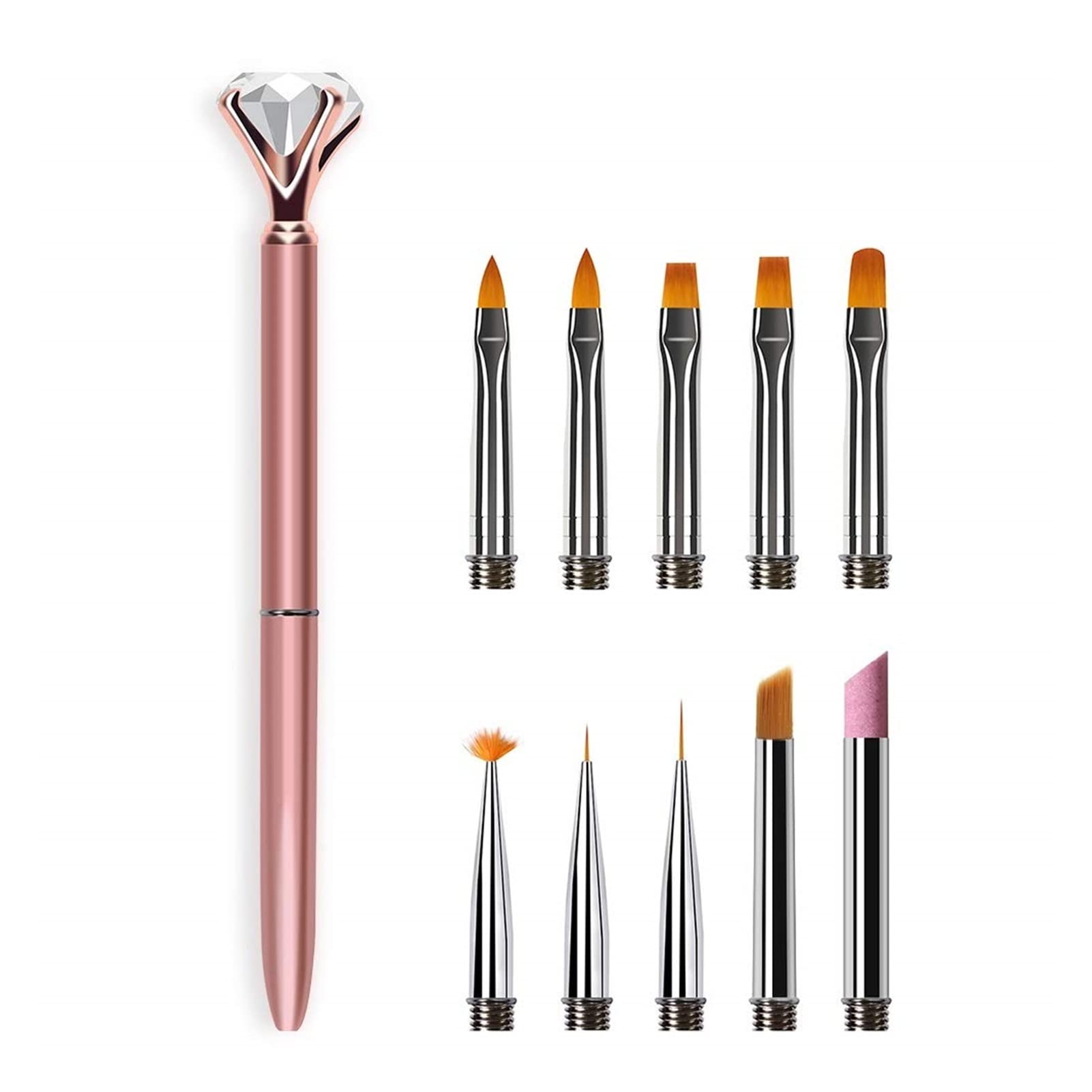 10Pcs Acrylic Nail Brush Set - Professional Nail Art Brushes for UV Gel, Powder & Polish Application - DIY Nail Painting & Drawing Tools - Perfect for Salon, Home Manicure & Nail Art Design